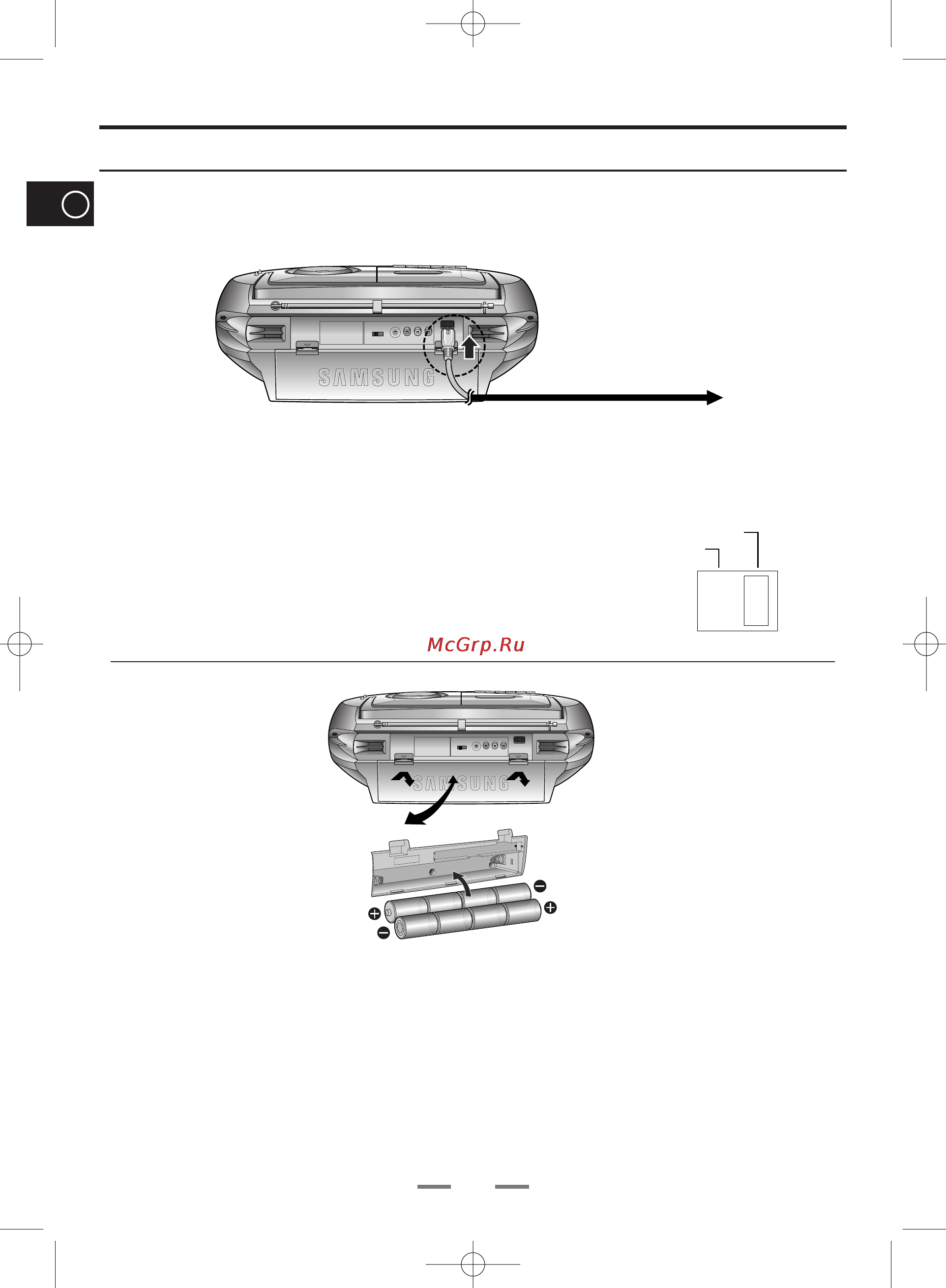 Samsung RCD-VS30 [6/38] Магнитола не будет работать от батарей пока к ней подсоединен