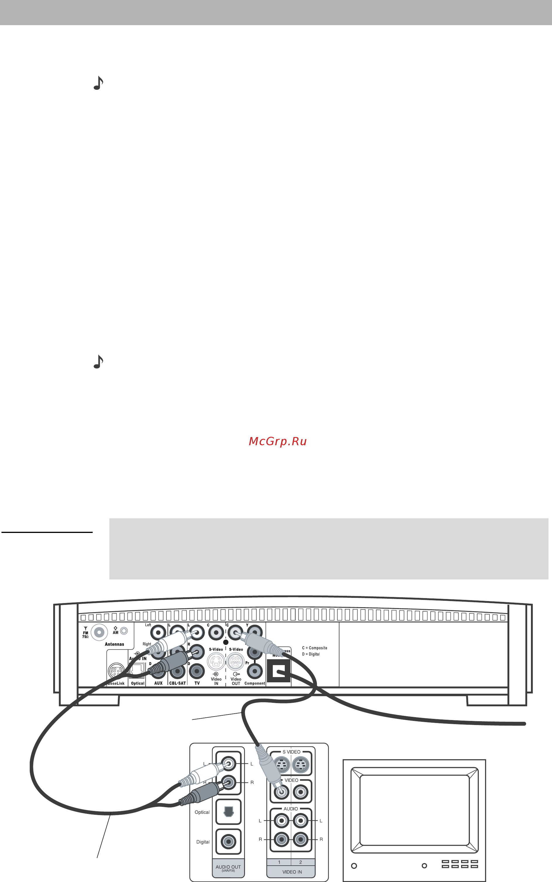 Bose 3-2-1 GSIII Graphite [15/69] Подсоединение телевизора к медиацентру
