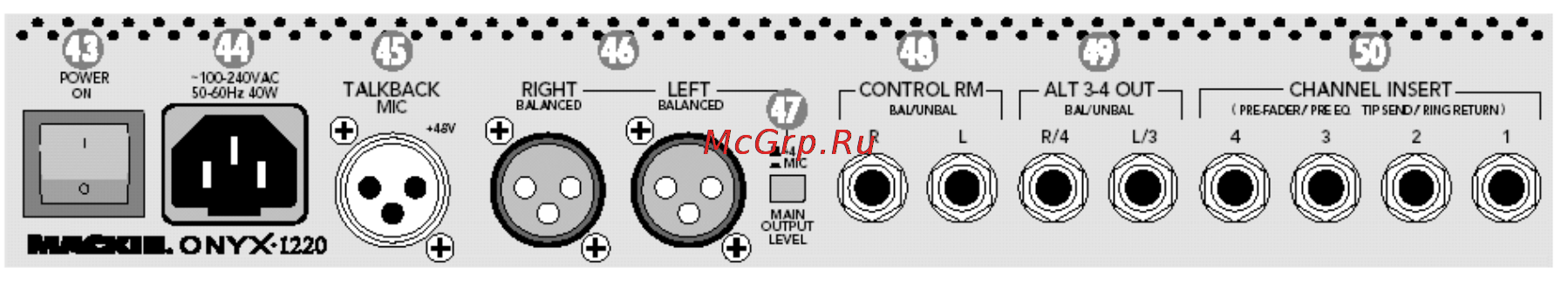 Mackie ONYX 1220 [19/31] Çàäíÿÿ ïàíåëü
