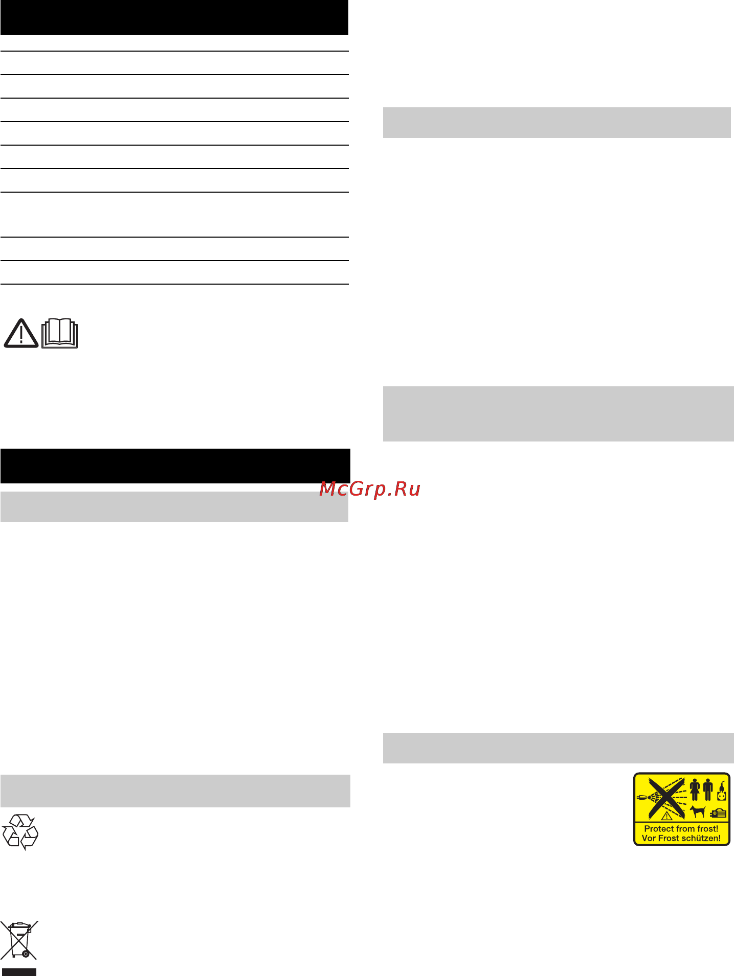 Karcher K 3.65 MD EU [187/212] Satura rādītājs