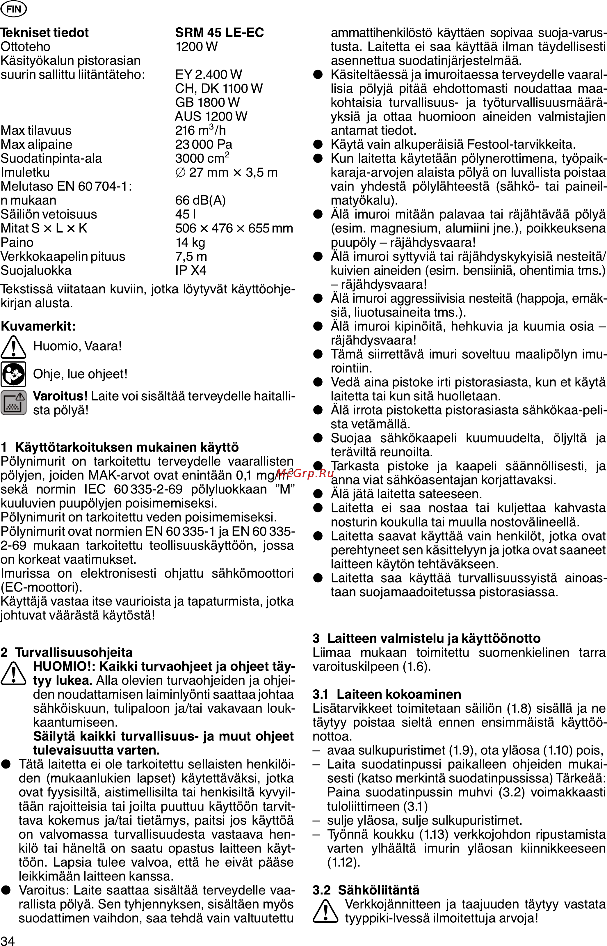 Festool SRM 45 LE-EC 583288 Инструкция по эксплуатации онлайн [34/62] 7763