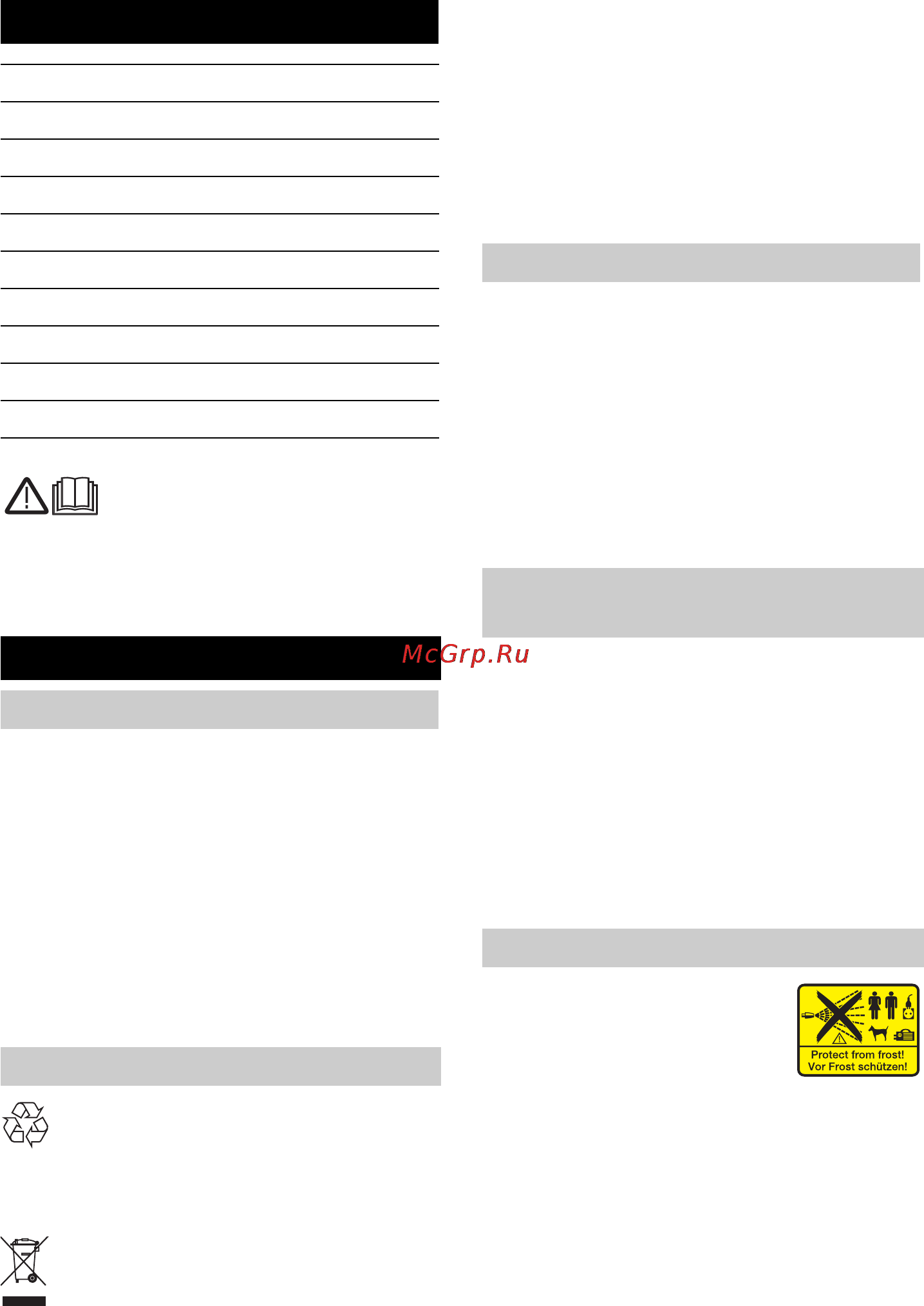 Karcher К 5. 520 [121/228] Tartalomjegyzék