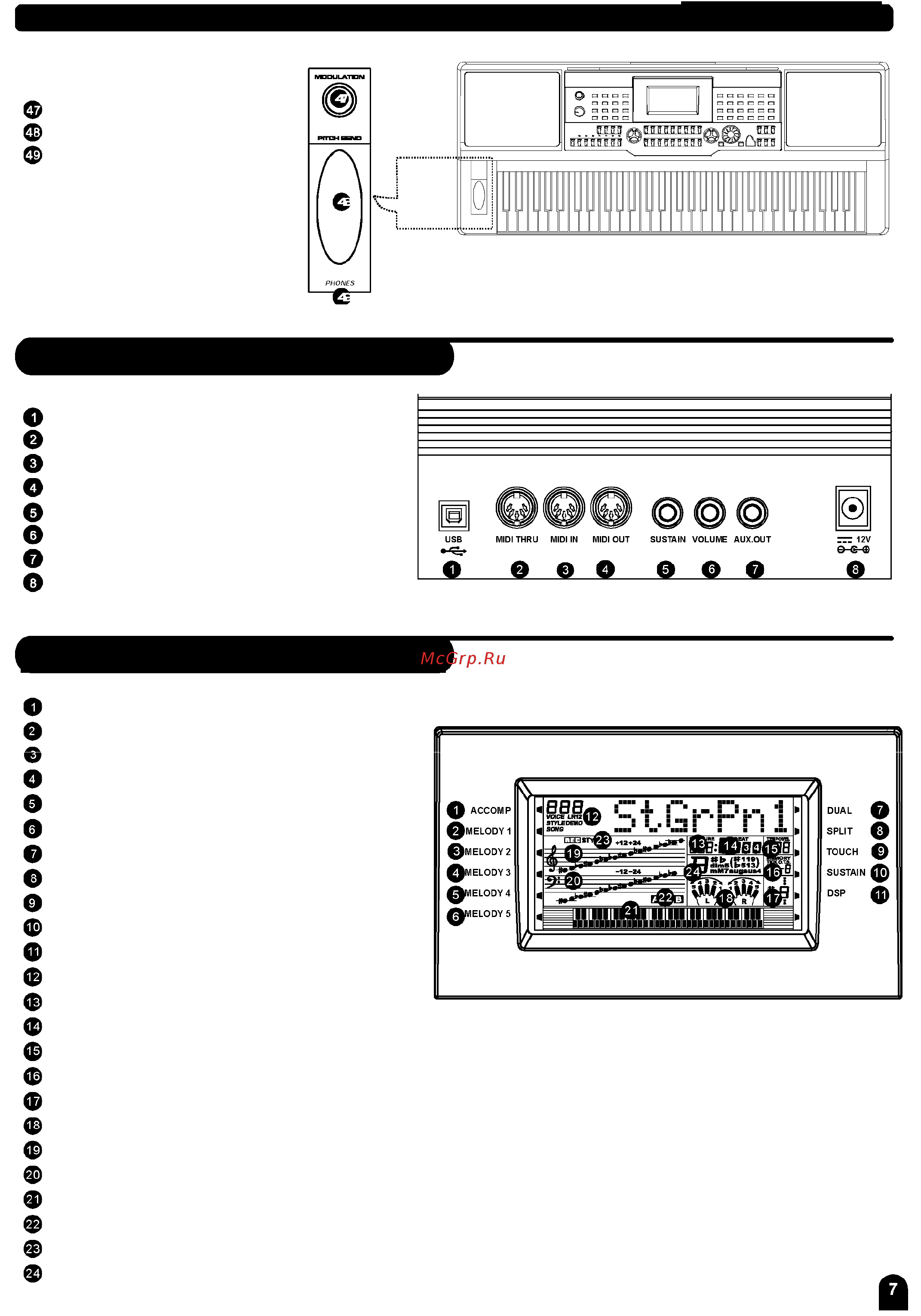 Medeli MD700 [7/73] Жидкокристаллический дисплей