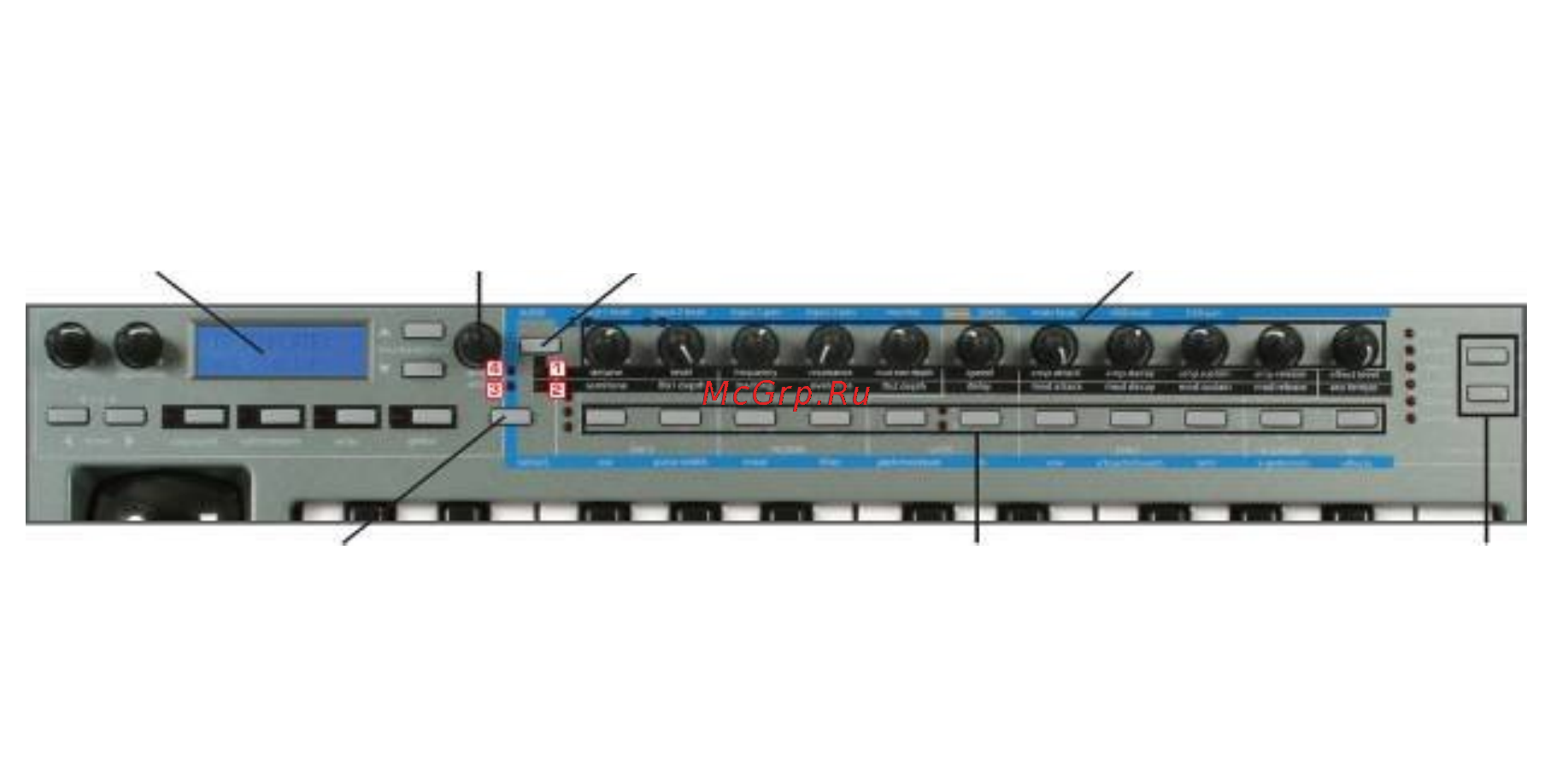 Novation XIOSYNTH 49 [3/5] При использовании xio с компьютером помните что встроенный синтезатор может быть записан непосредственно в секвенсер через порт usb для этого нужно выбрать xio в качестве входного источника для аудио дорожки и нажать кнопку запись в секвенсере кроме того midi данные могут быть посланы из секвенсера в xio для воспроизведения синтезатором что в свою очередь может быть записано в секвенсер для игры на синтезаторе с использованием секвенсера убедитесь что midi дорожка в секвенсере посылается на xio и посылается на 16 midi канал по умолчанию для встроенного синтезатора устанавливается в меню global