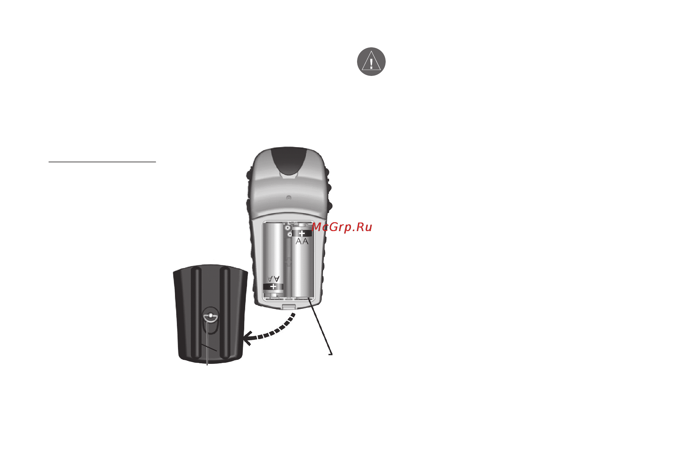 Garmin E-Trex Leg.HCxRus [8/80] Важное замечание при установке батарей используйте только новые батареи или полностью за ряженные аккумуляторы не смешивайте алкаиновые nicad и литиевые батареи