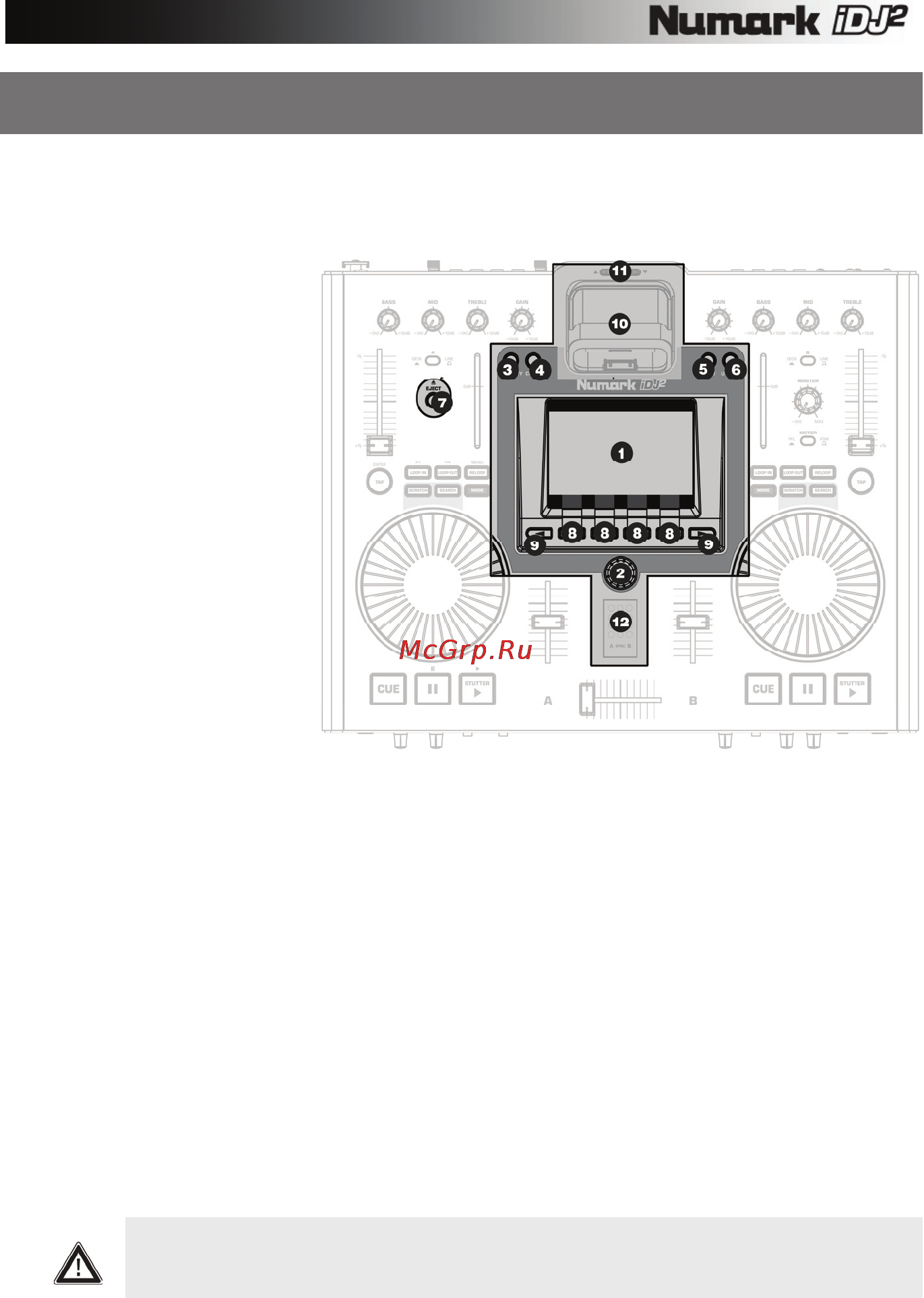 Numark IDJ2 [9/43] Верхняя панель глобальные контроллеры