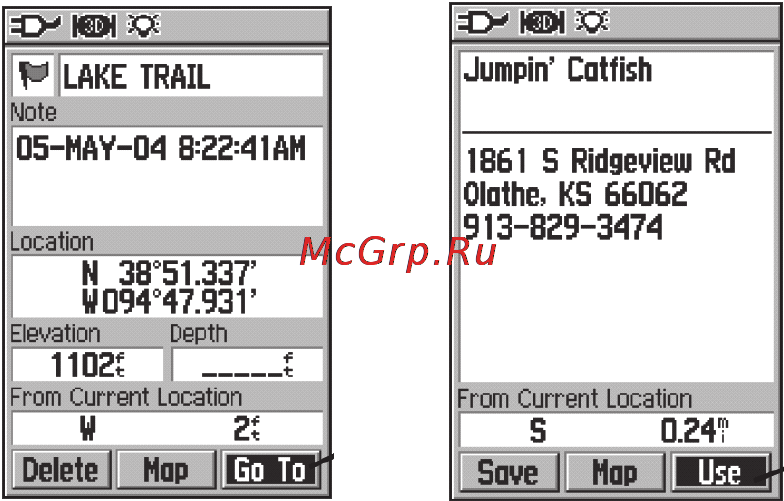Garmin GPSMAP 60 [31/96] Использование информационной страницы най денного объекта