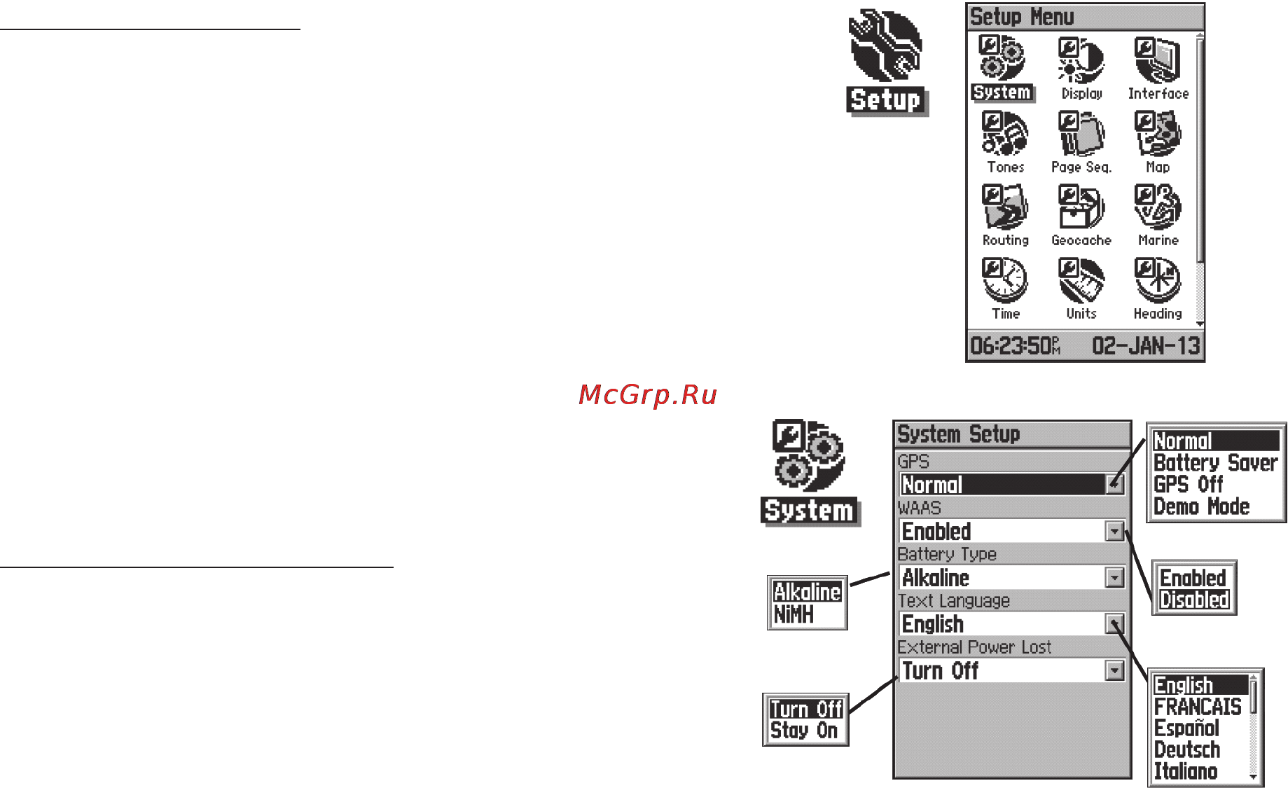 Garmin GPSMAP 60 [55/96] Системная настройка