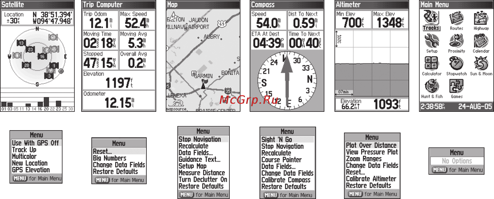 Garmin GPSMAP 60Cx [45/104] Основные страницы