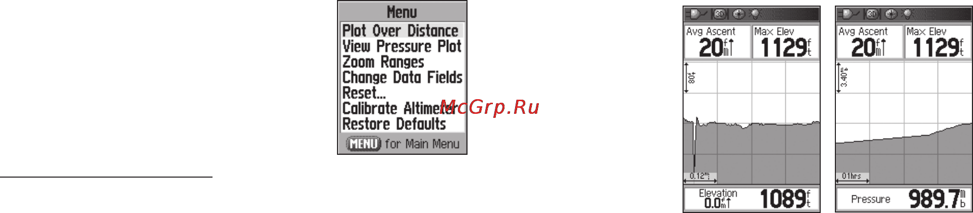Garmin GPSMAP 60Cx [62/104] Индикация графика в зависимости от времени расстояния