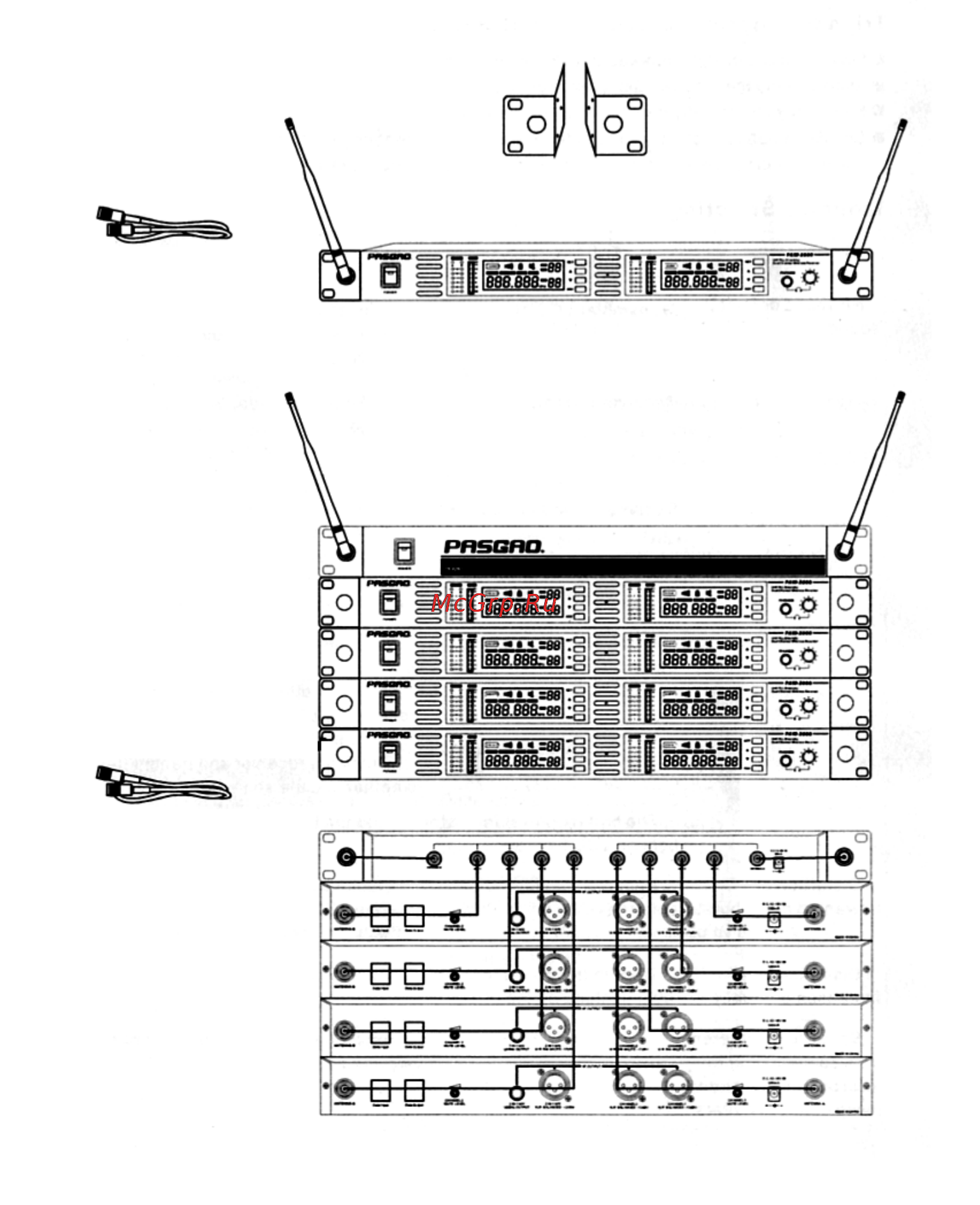 Pasgao PAW2000+PBT1000 [9/12] Монтаж приемника в рэке