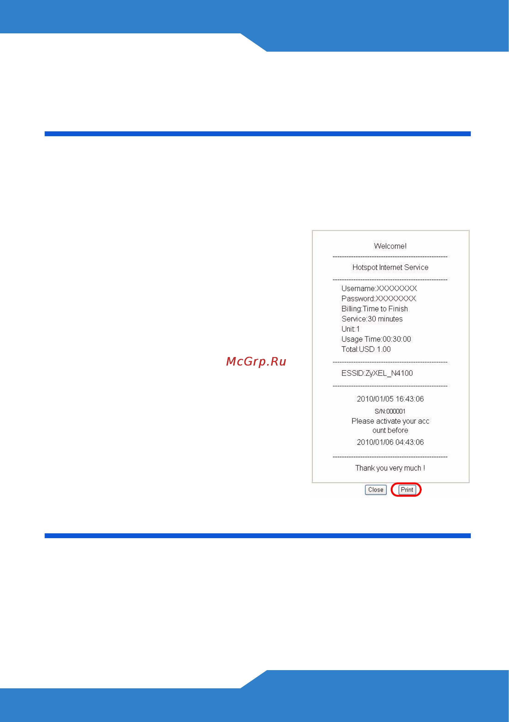 Zyxel N4100 [15/140] Generating and printing subscriber account statements