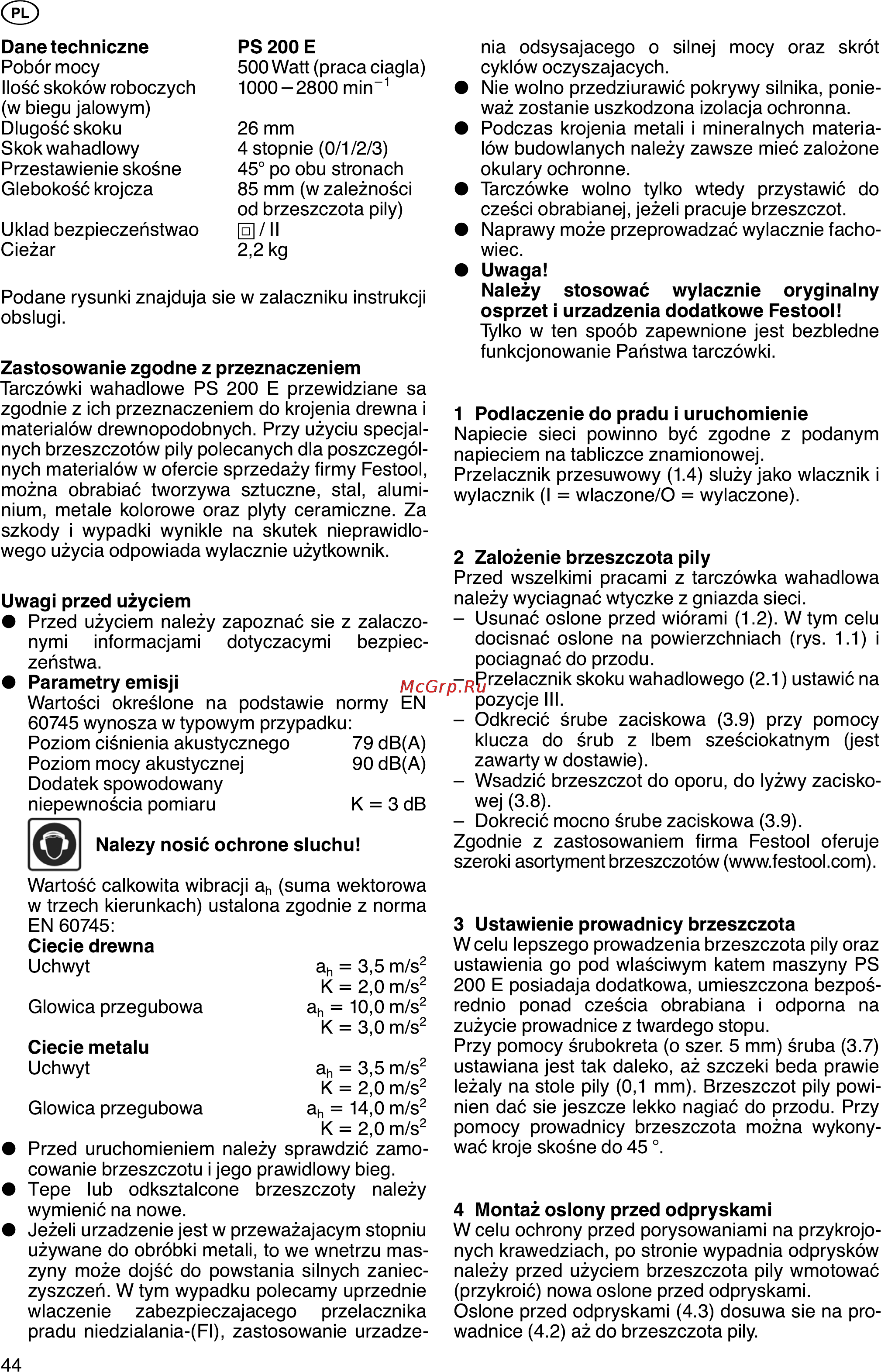 Festool Rutscher RS 300 EQ-Set в контейнере 567785 Инструкция по эксплуатации онлайн [44/46] 8485