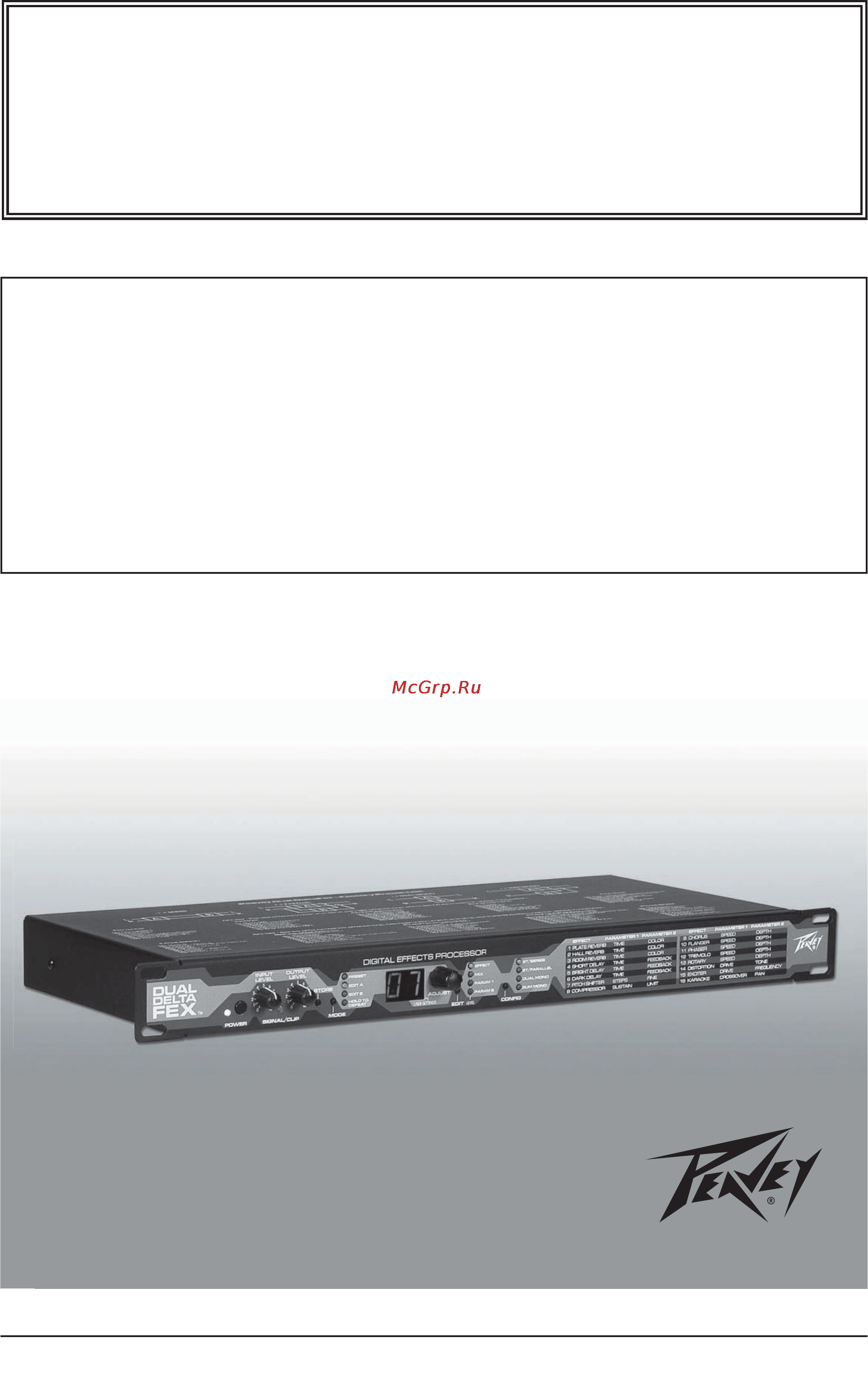 Peavey DUAL DELTAFEX Инструкция по эксплуатации онлайн