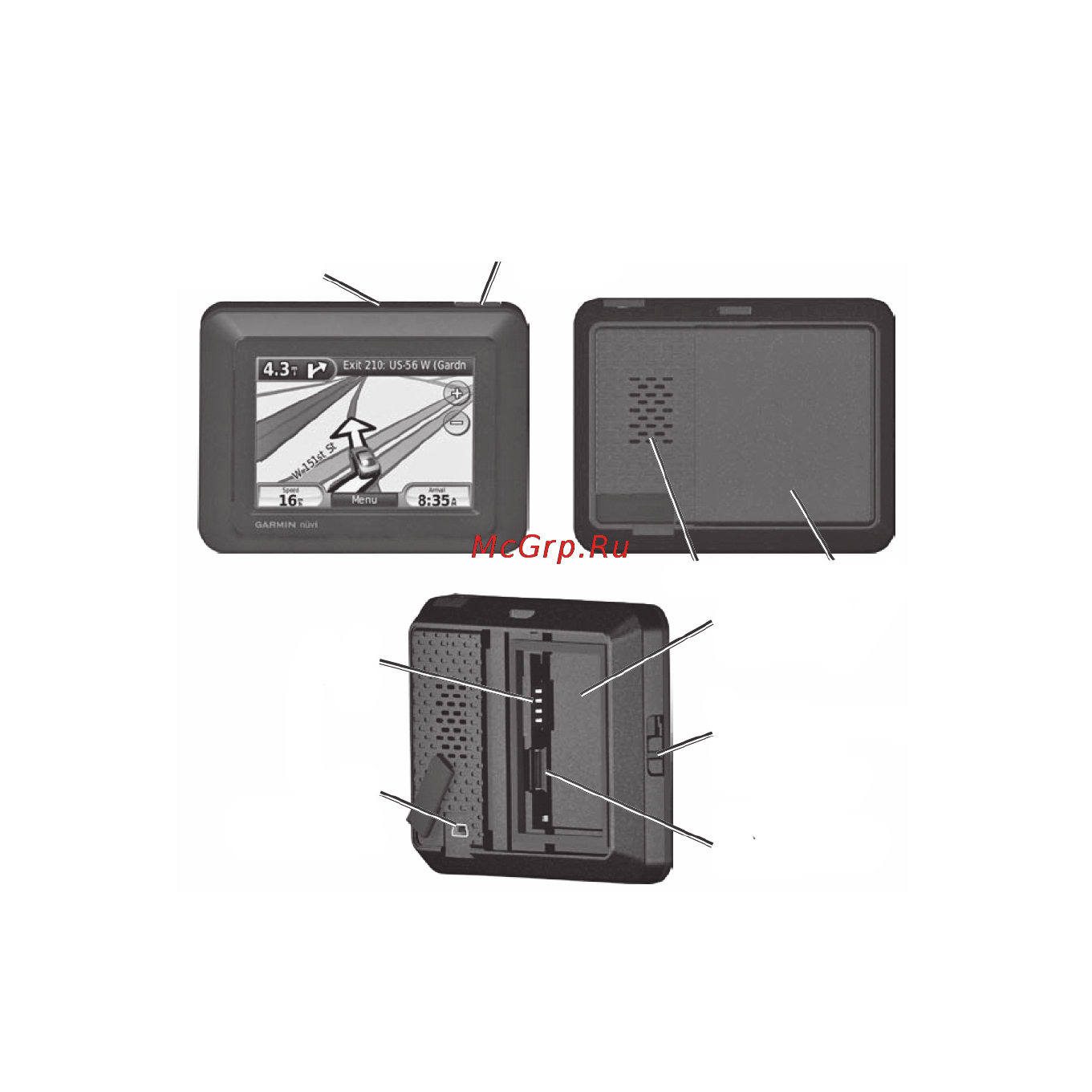 Garmin nuvi 550 [9/88] Компоненты прибора nuvi