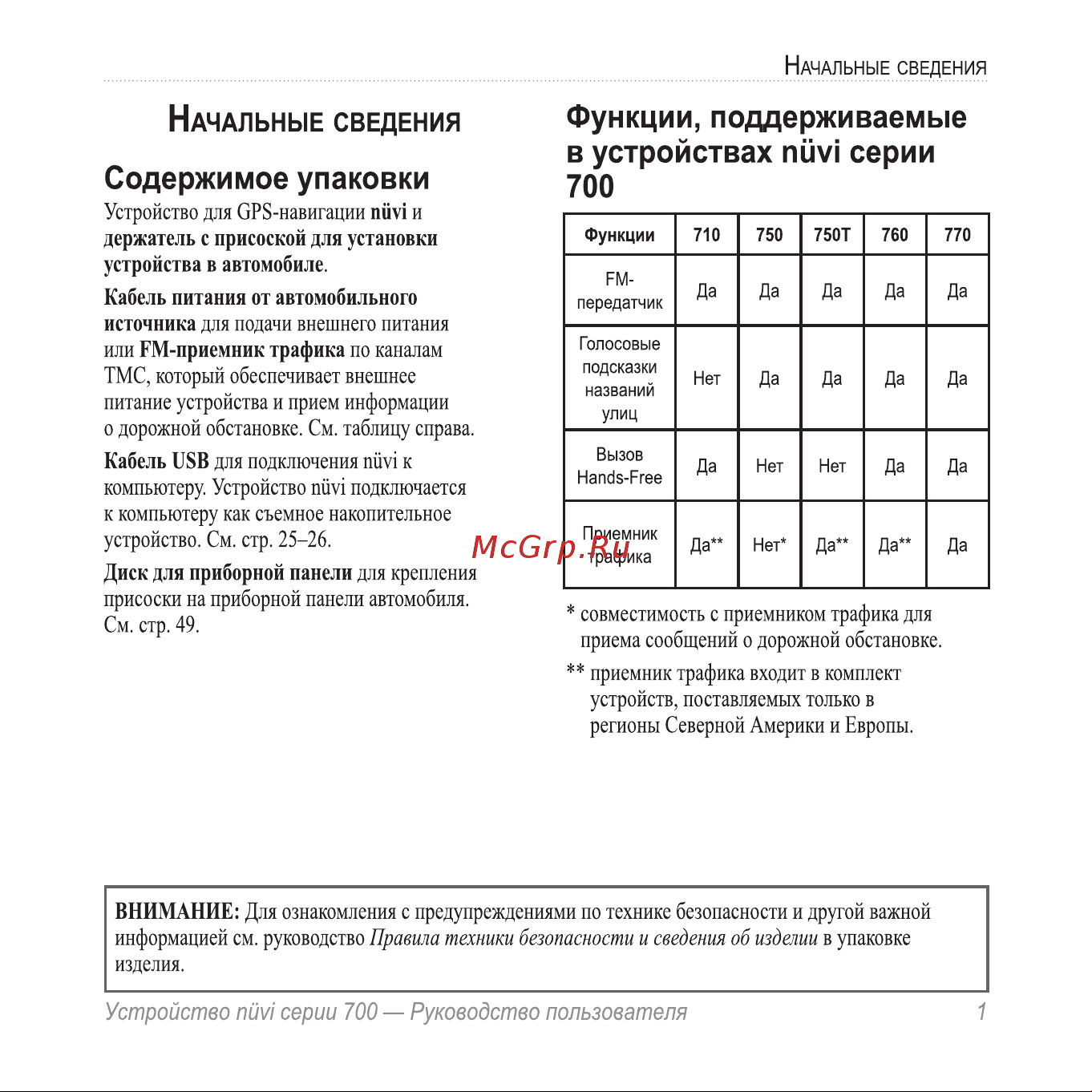 Garmin nuvi 765T [5/68] Содержимое упаковки