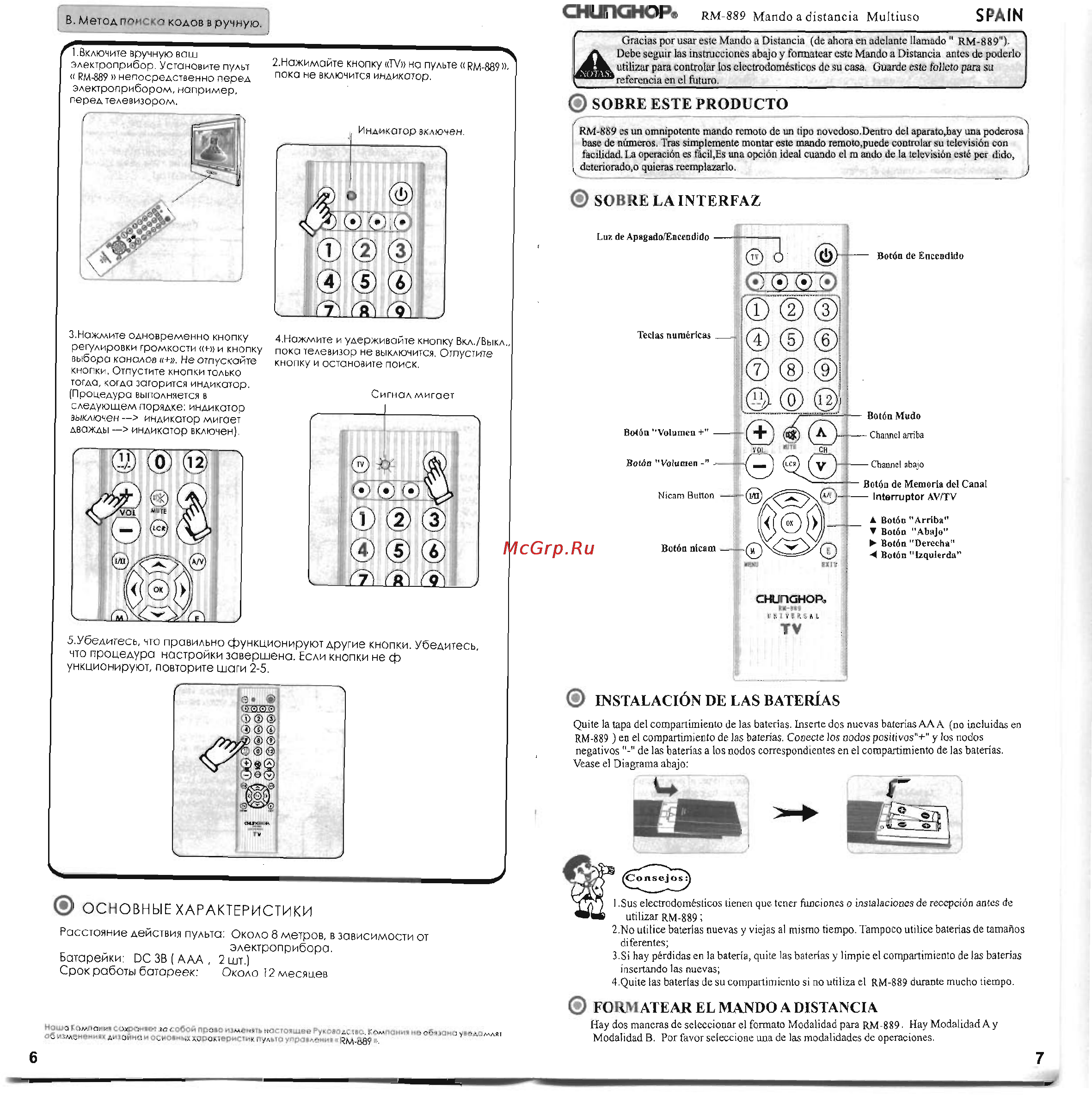Chunghop RM-889 [2/9] O formatear el mando a distancia
