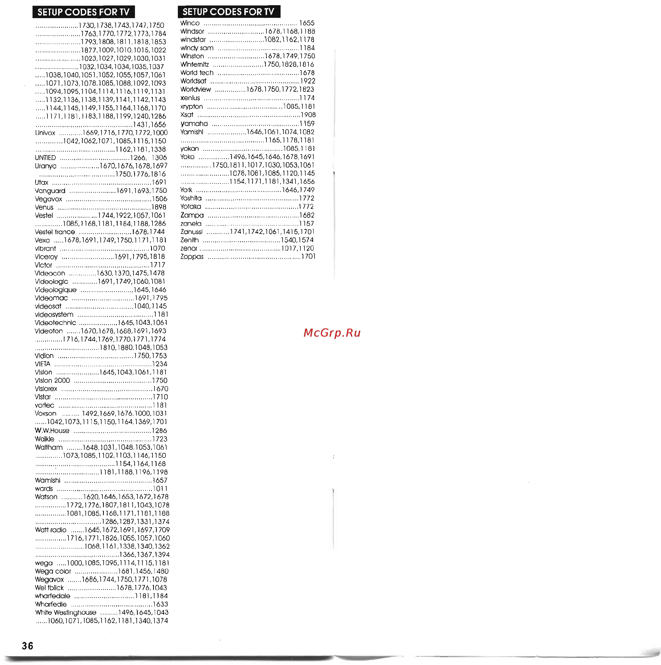 Chunghop RM-889 [9/9] Setup codes for tv setup codes for tv