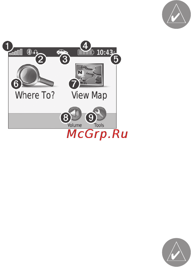 Garmin nuvi 500 [14/88] Примечание водный режим может быть исполь зован только в том случае если в ваш прибор nuvi загружены морские карты