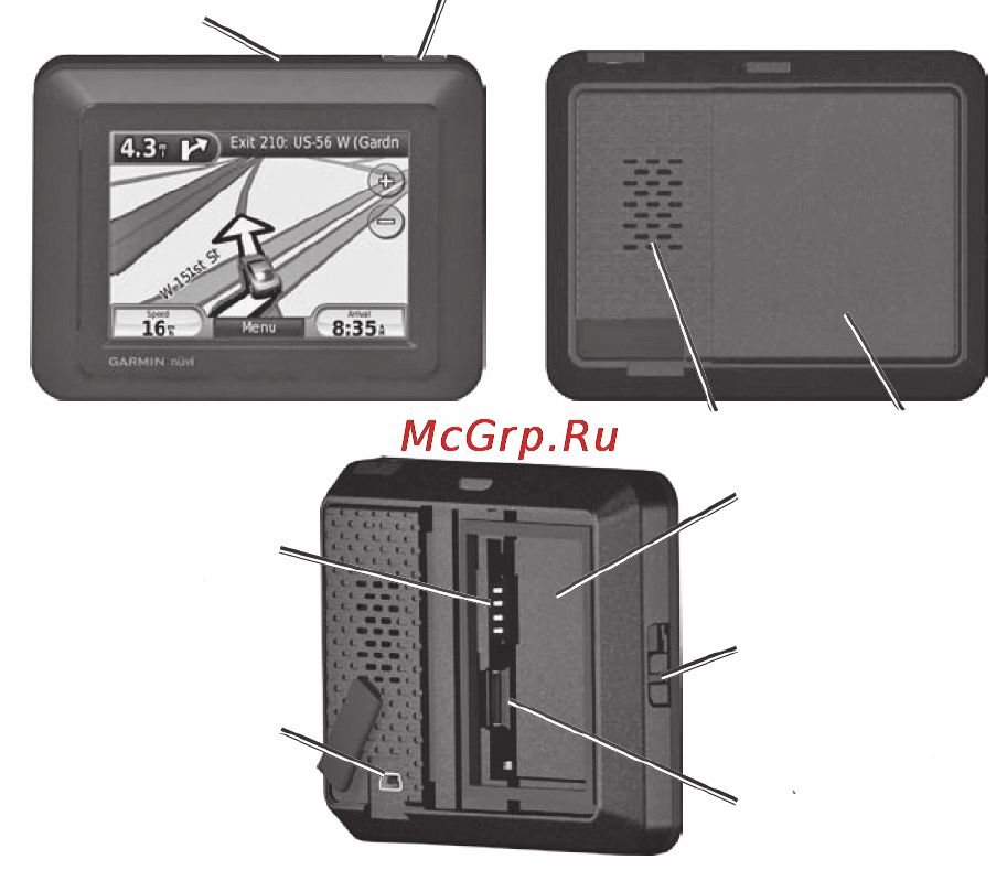 Garmin nuvi 500 [9/88] Компоненты прибора nuvi