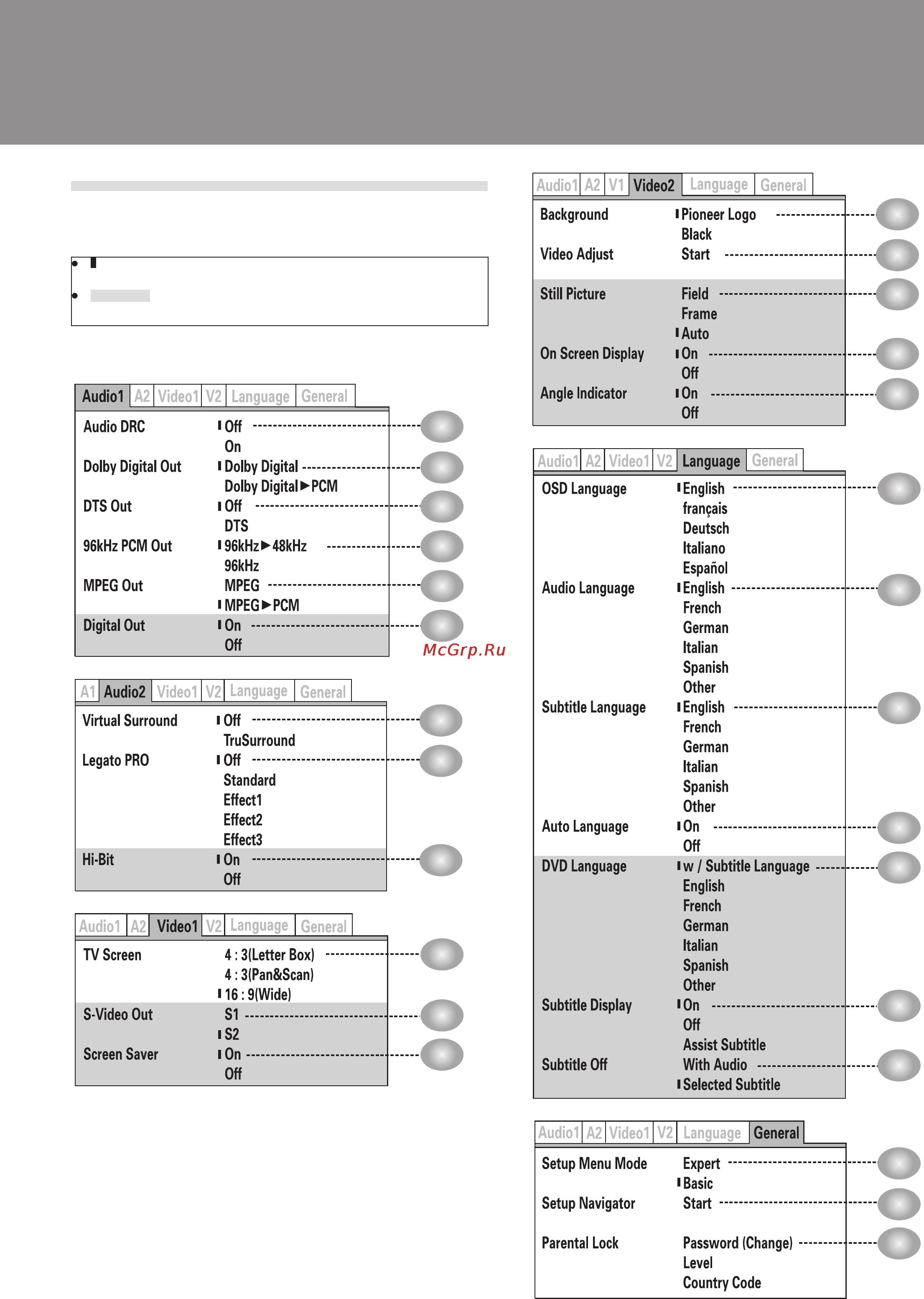 Pioneer DVJ-1000 [22/55] Пункты меню setup menu меню настроек