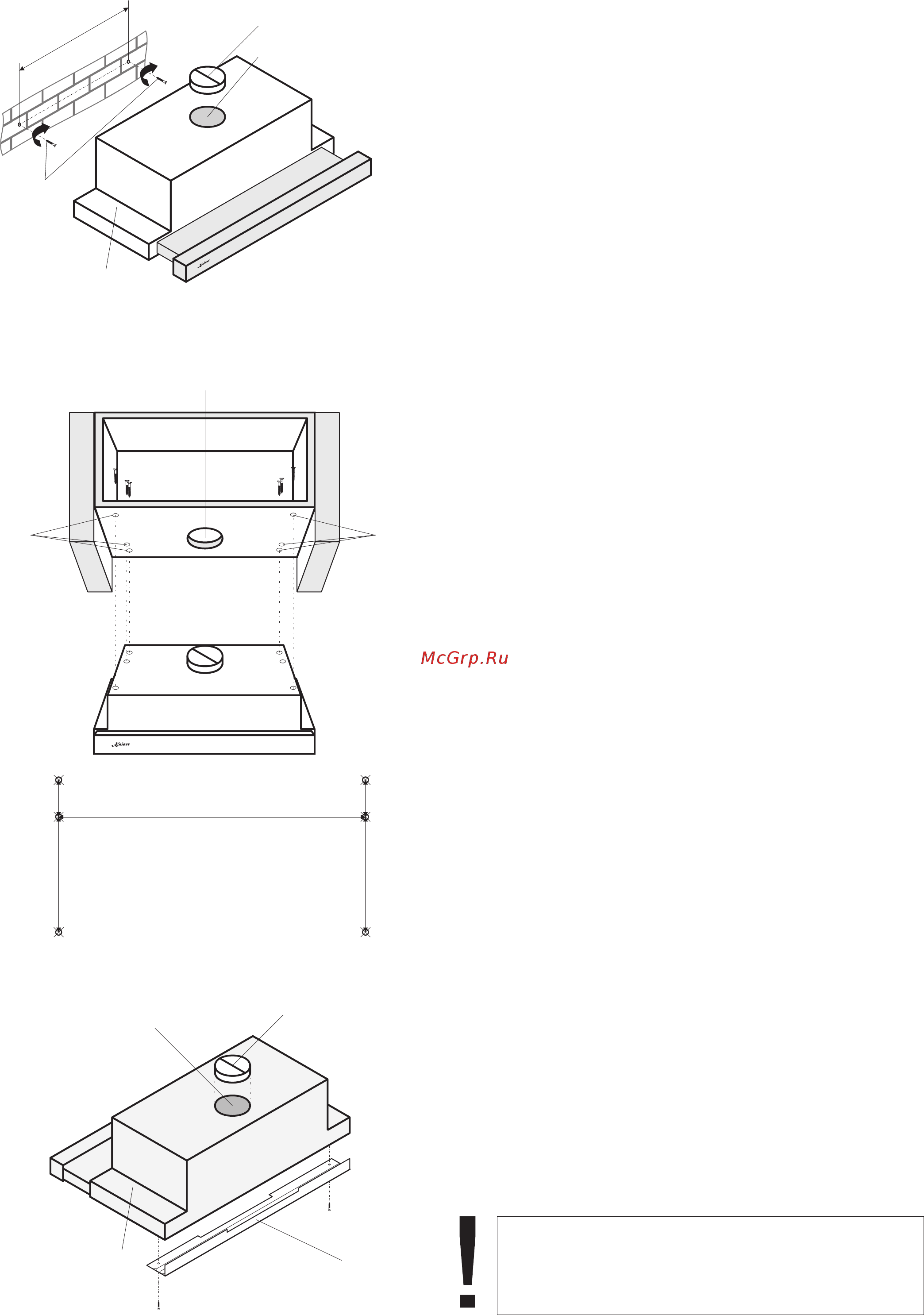 Kaiser EA 642 [8/36] Mounting of a cooker hood with slider controls