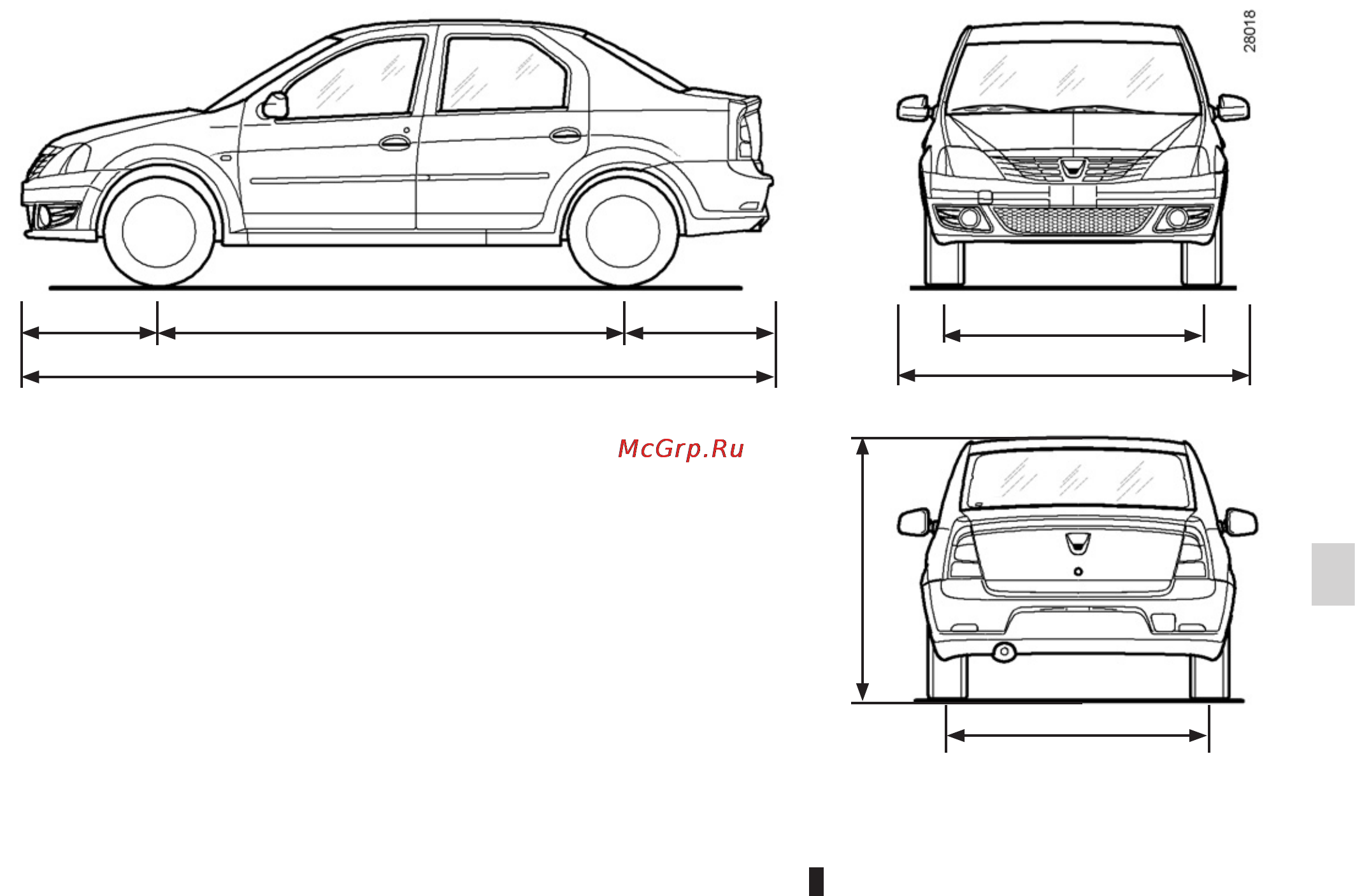 Renault Logan [145/153] Габариты автомобиля м