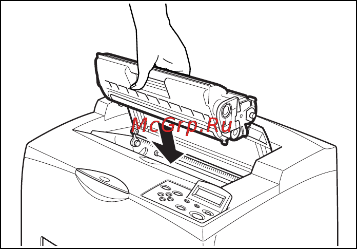 Xerox DocuPrint 255 [145/190] Удерживая принт тонер картридж за ручку вставьте его на место внутри принтера