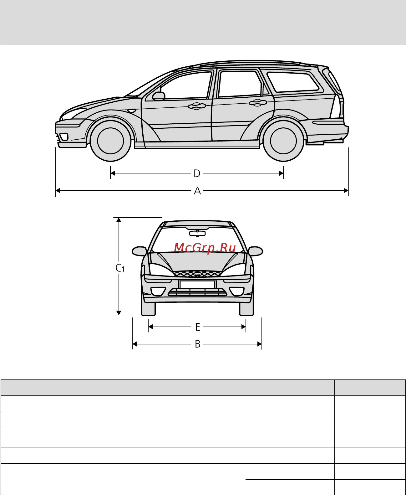 Ford Focus I (2003) [257/271] Объемы заполнения и технические характеристики