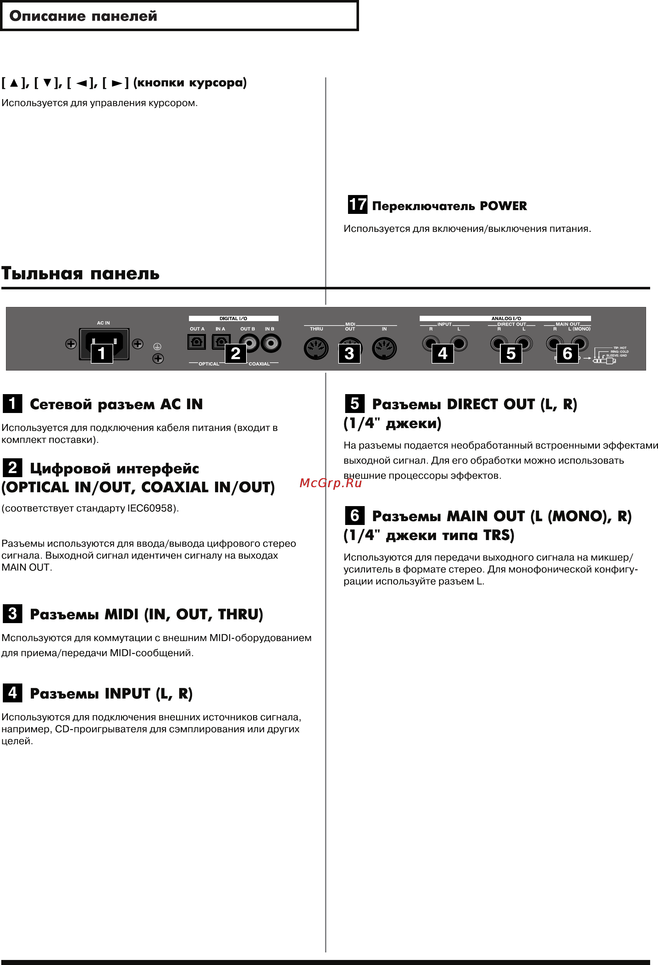 Roland V-SYNTH XT [8/26] Тыльная панель