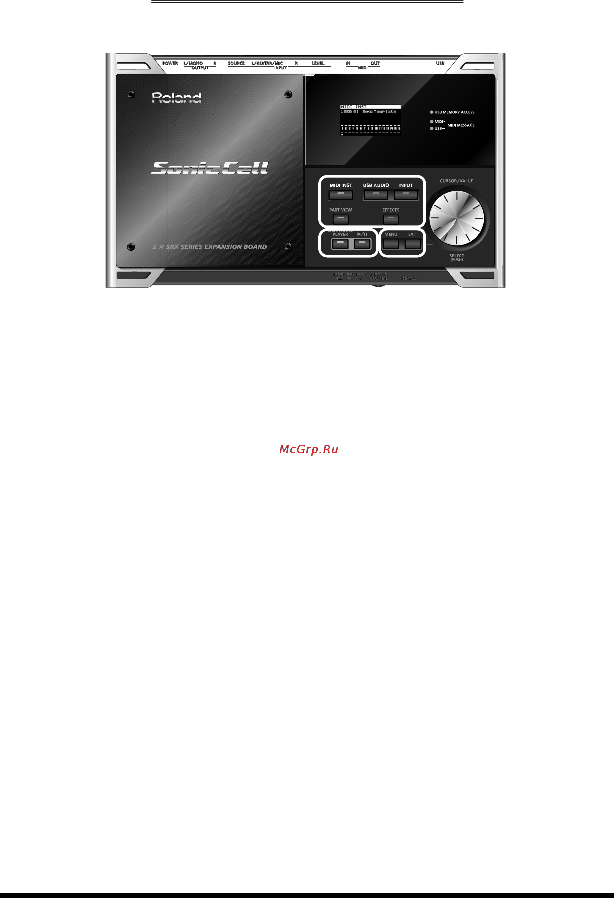 Roland SONICCELL [7/20] Органы управления
