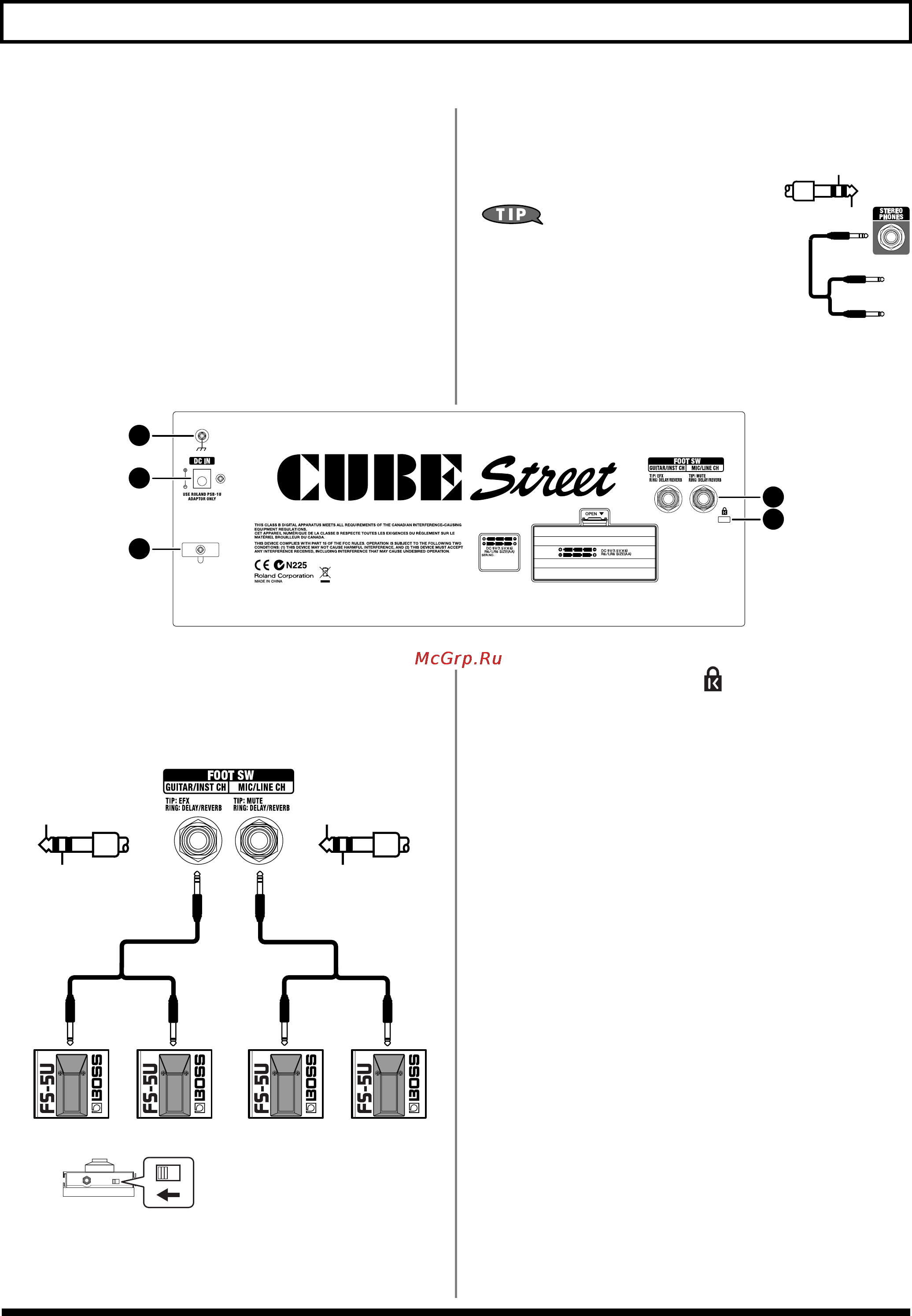Roland CUBE STREET BLACK [8/14] Переключатель power