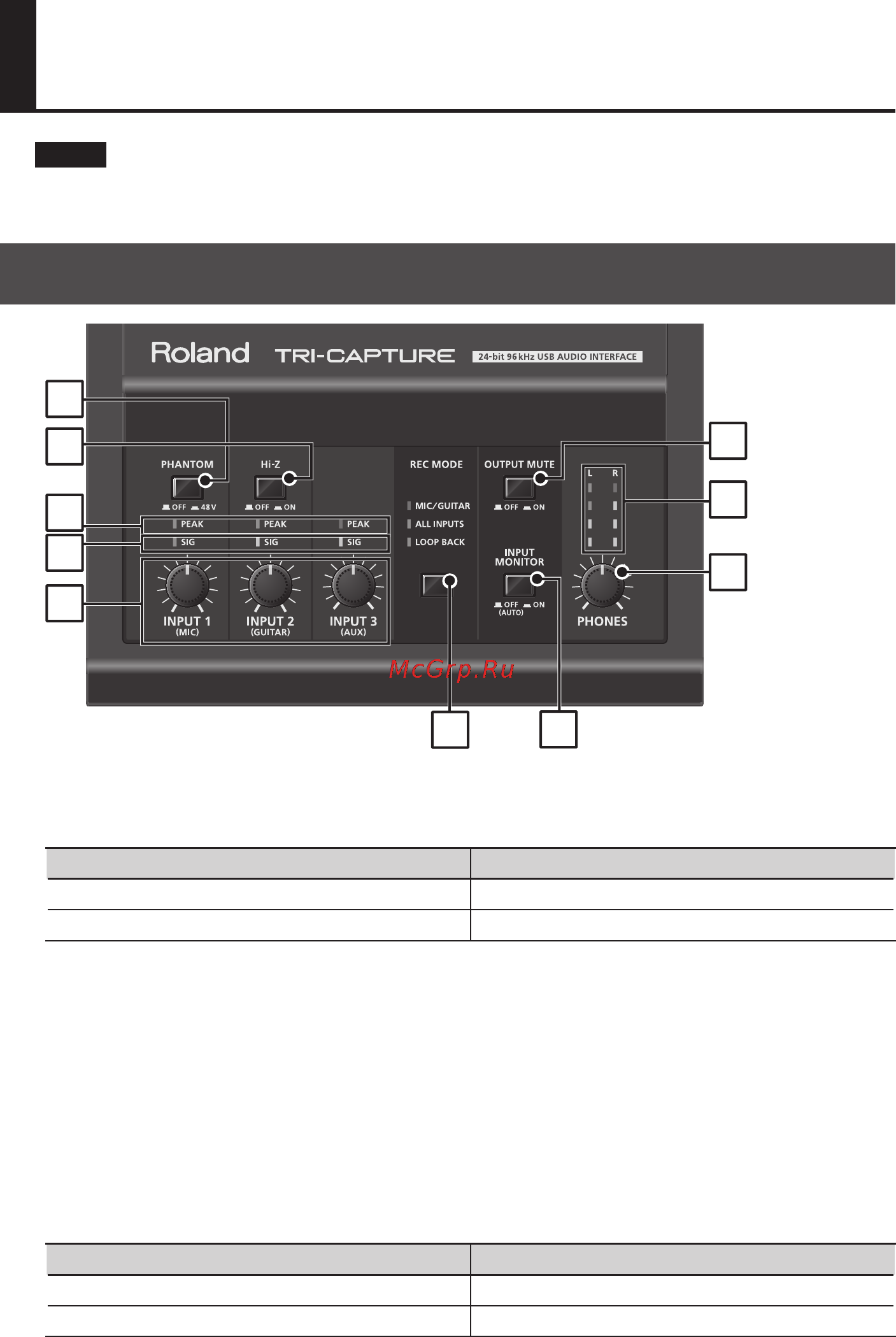 Roland TRI-CAPTURE [10/51] I описание панелей