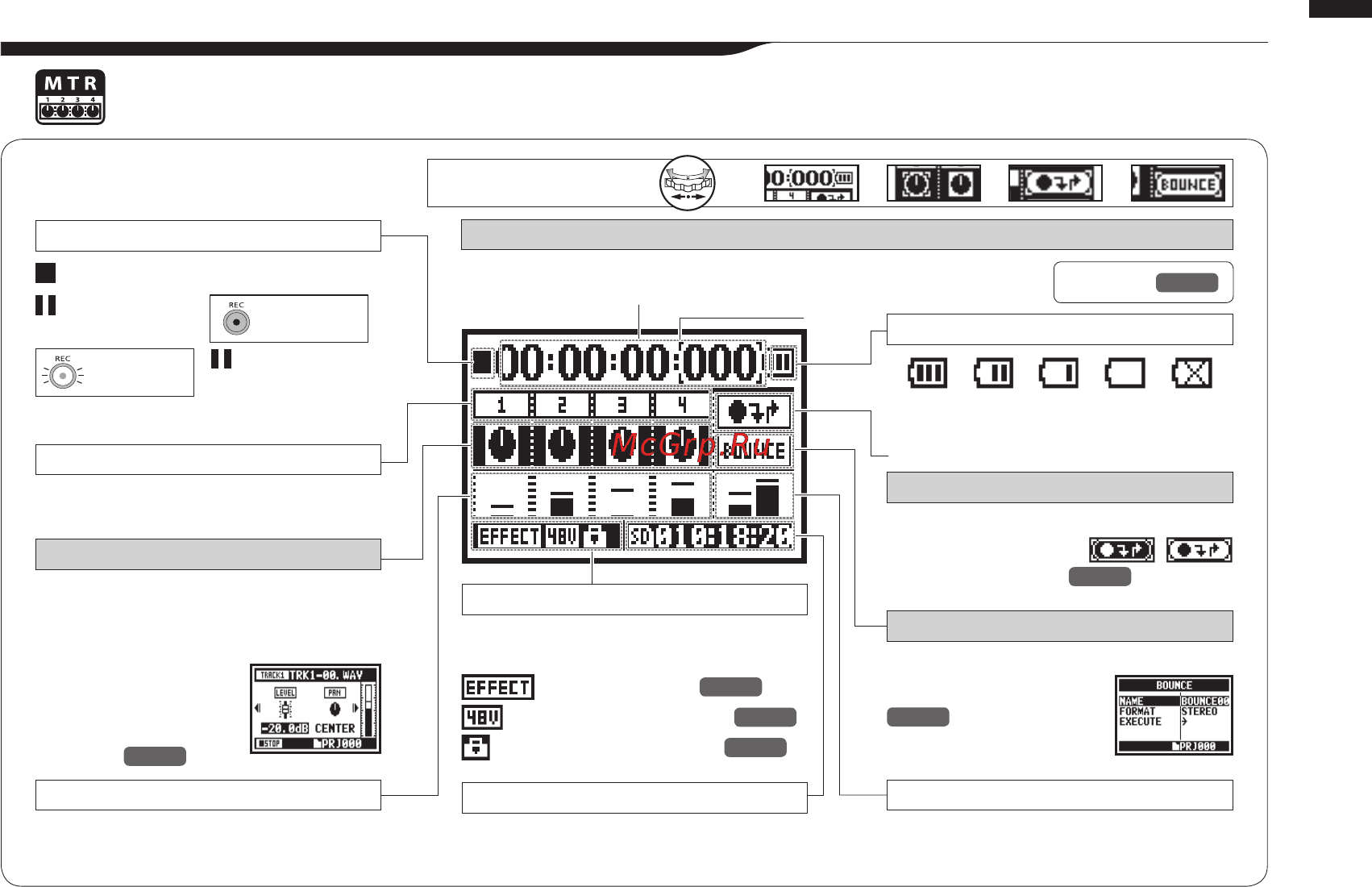 Zoom H4NEXT [43/154] 3 информация на дисплее режим mtr