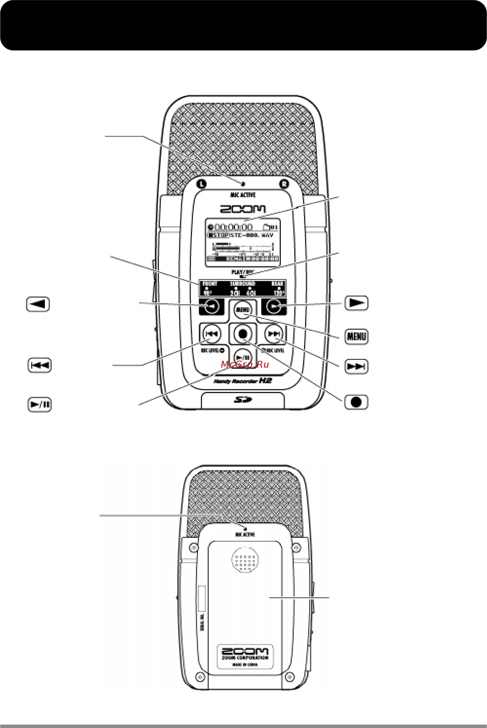 Zoom H2 [8/92] Органы управления