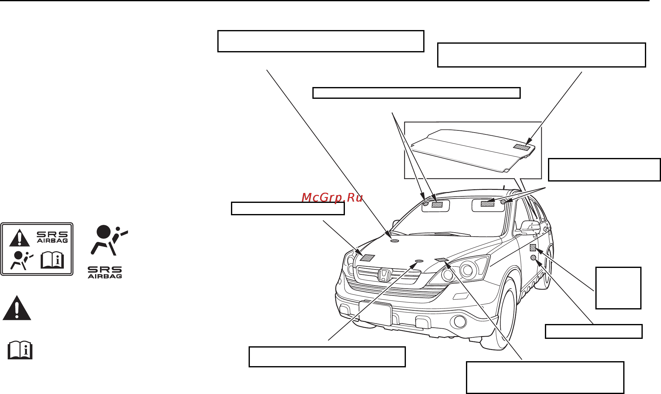 Honda CR-V (2009) [78/547] Таблички с предупреждениями о потенциальной опасности