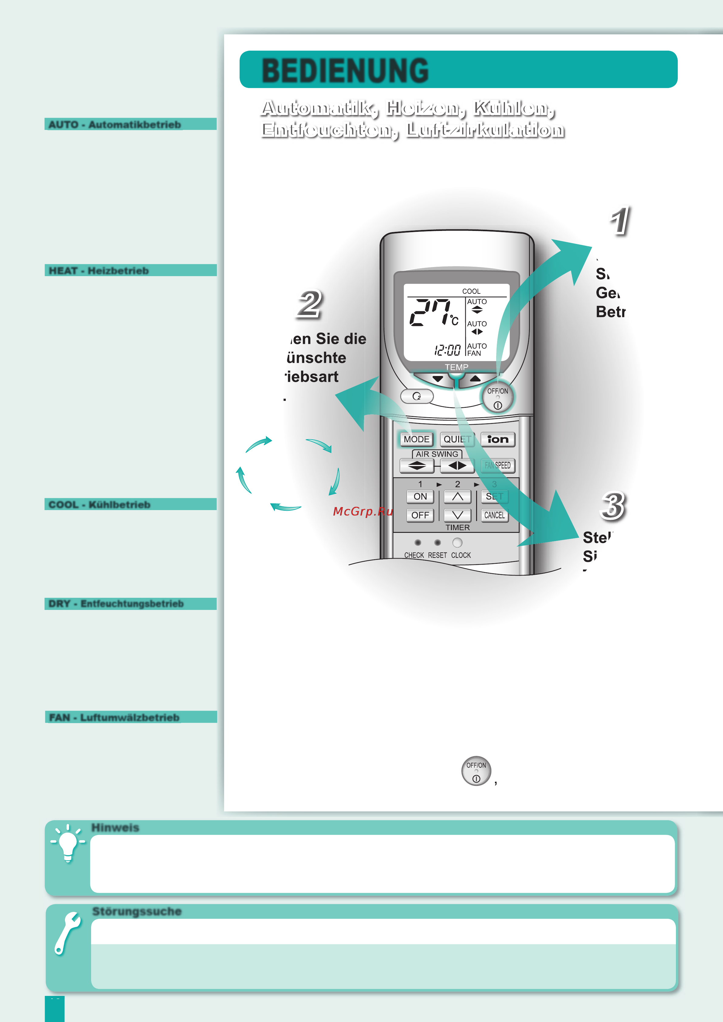 Panasonic CU-XE12DKE [10/44] Bedienung