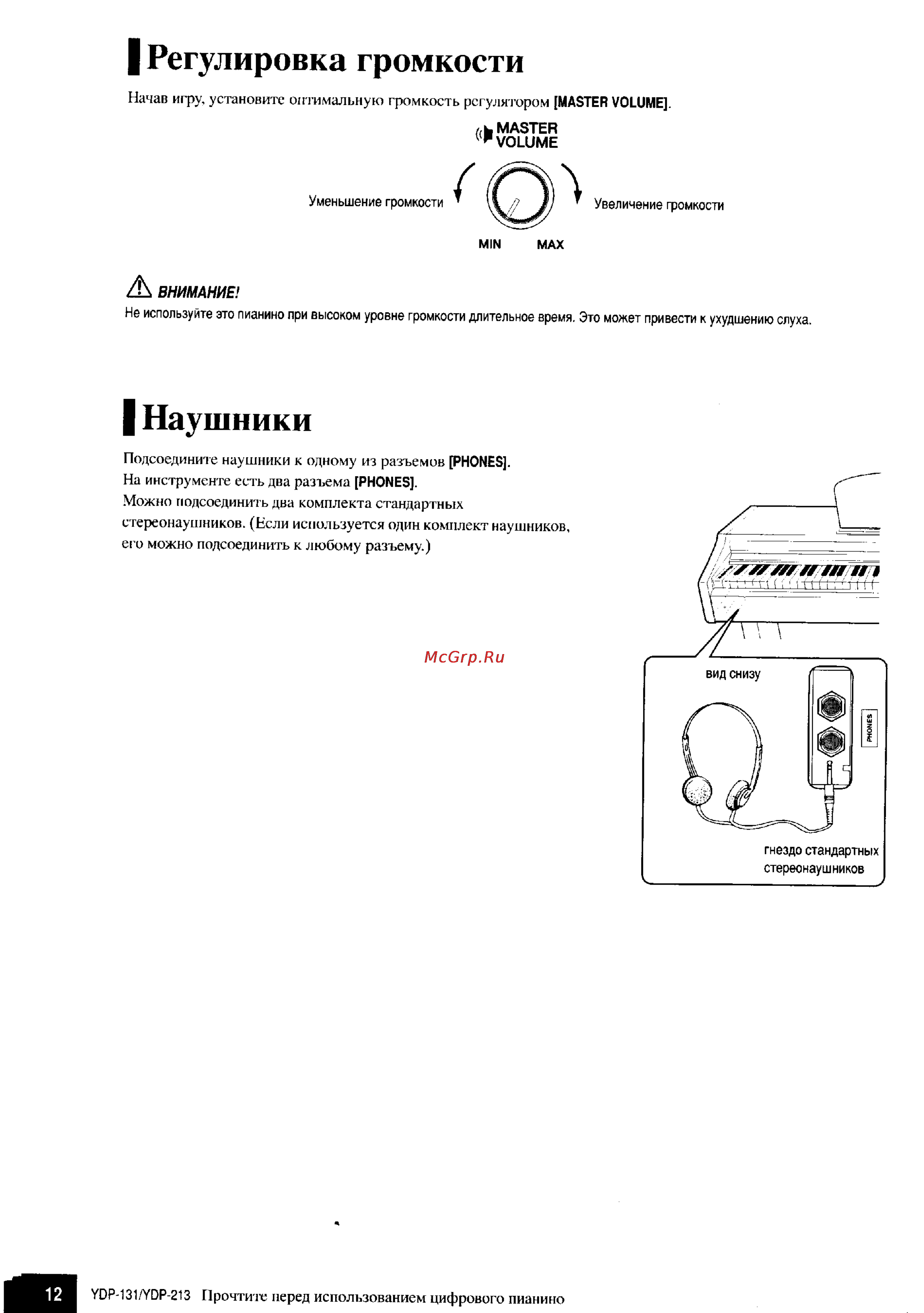 Yamaha YDP-131 [10/43] Наушники