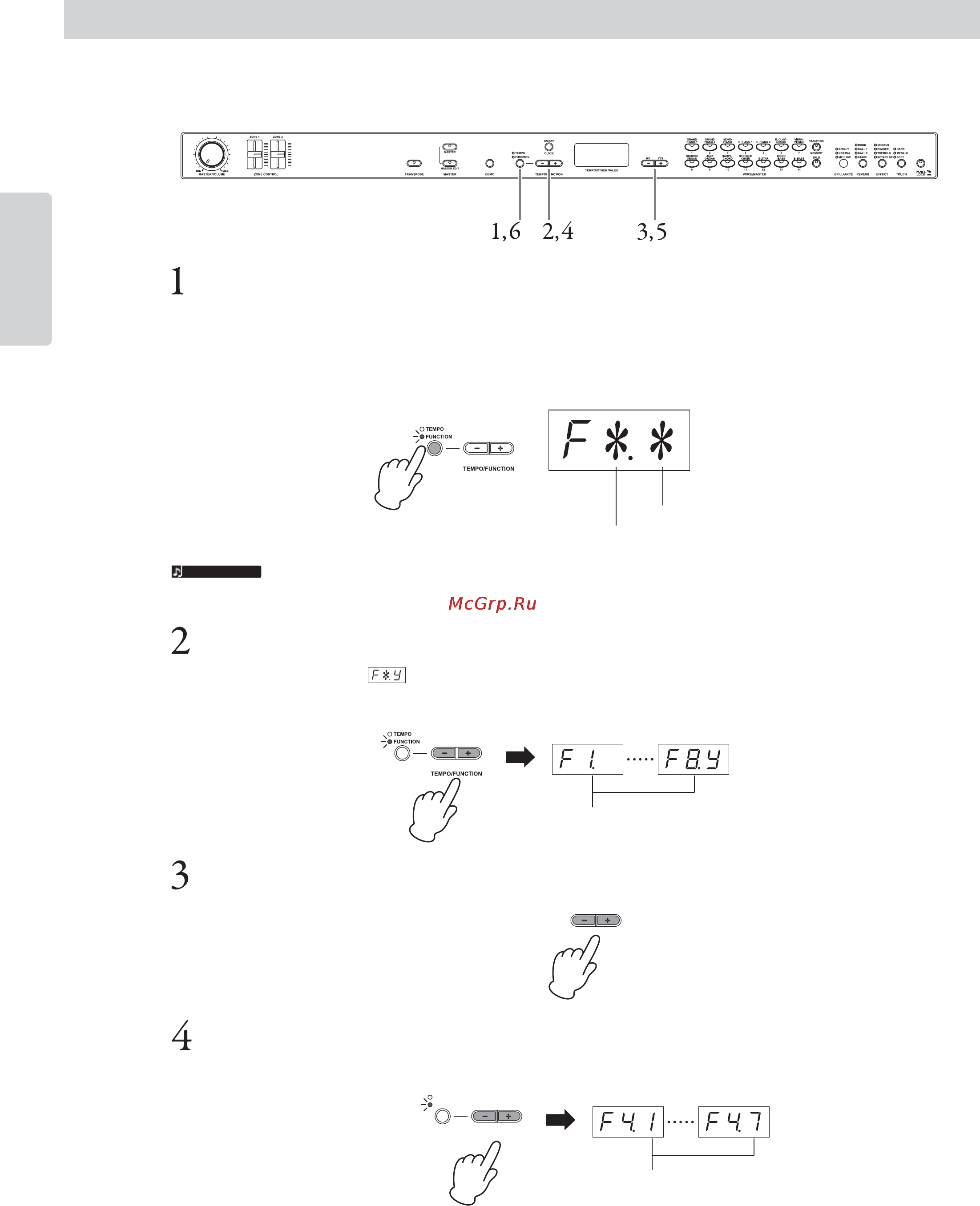 Yamaha CP33 [32/59] Настройка функций основные операции