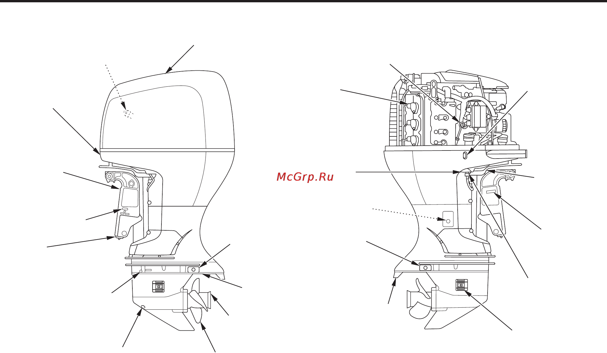 Honda BF225A [11/110] Основные узлы и детали подвесного мотора