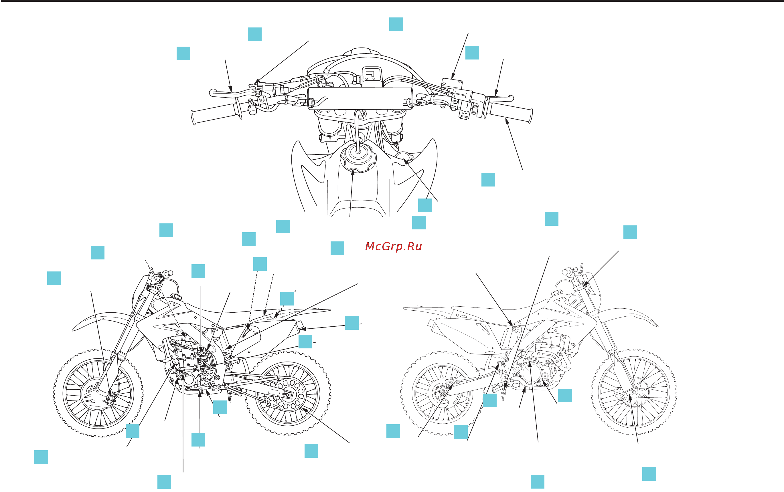 Honda CRF450X (2006) [41/173] Техническое обслуживание расположение частей и механизмов