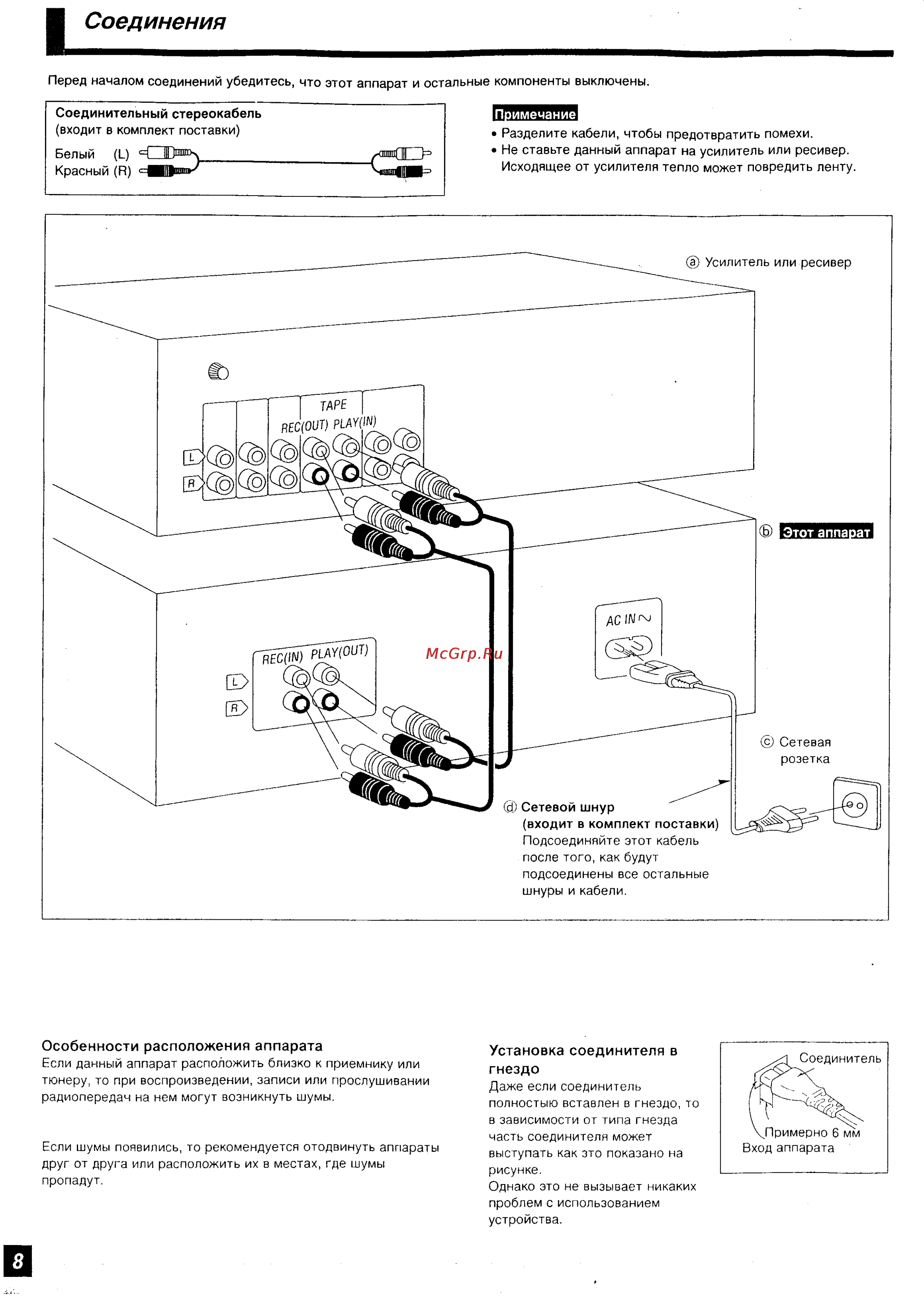 Technics RS-TR575M2 [5/21] Установка соединителя в гнездо