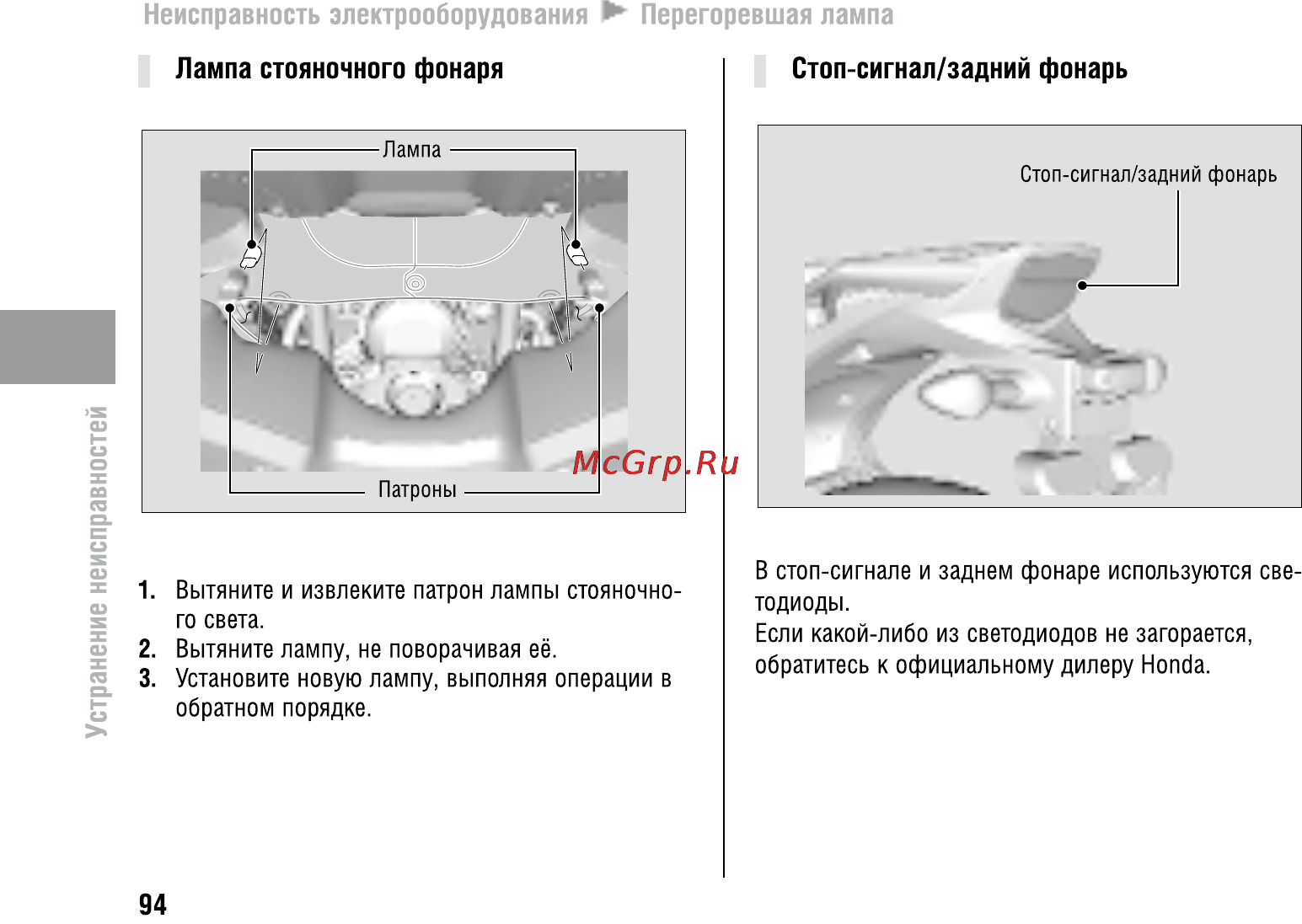 Honda VFR800X Crossrunner (2010) [99/123] Лампа стояночного фонаря