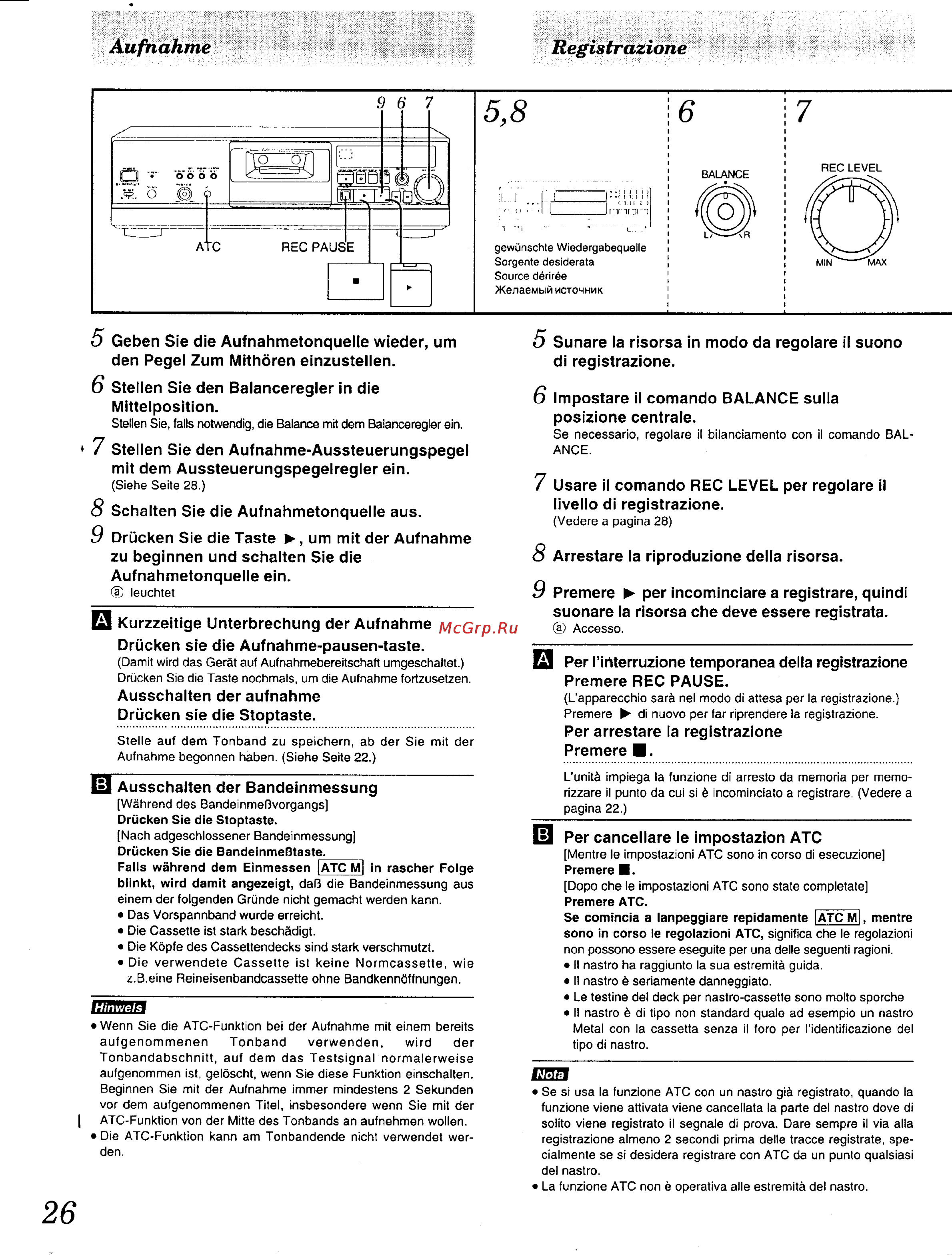 Technics RS-AZ6 [22/39] Aufnahme registrazione