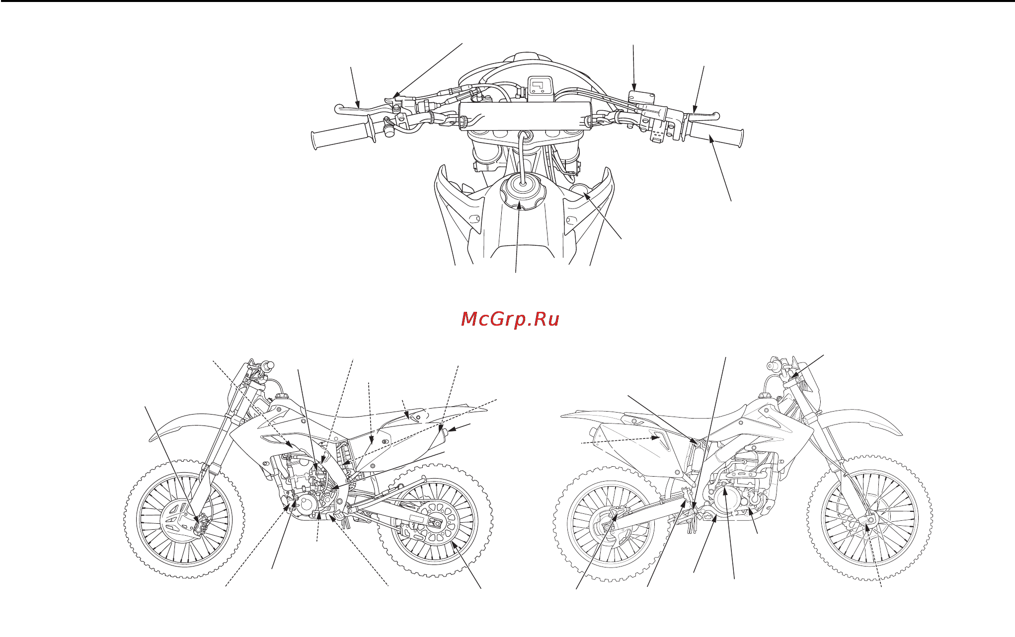 Honda CRF250X (2006) [41/171] Техническое обслуживание расположение частей и механизмов