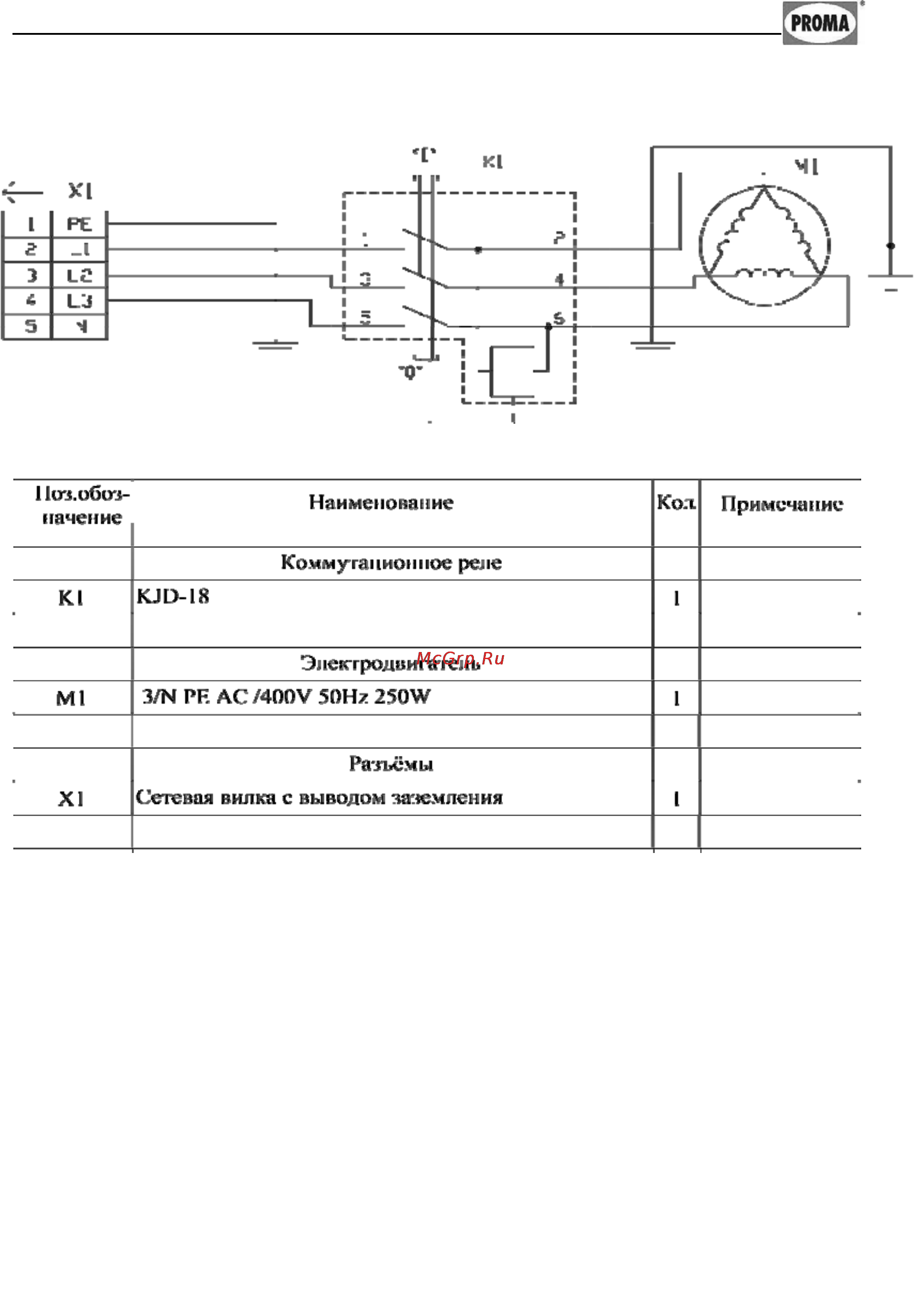 Proma BV-06/400 25004126 [11/20] Электрооборудование
