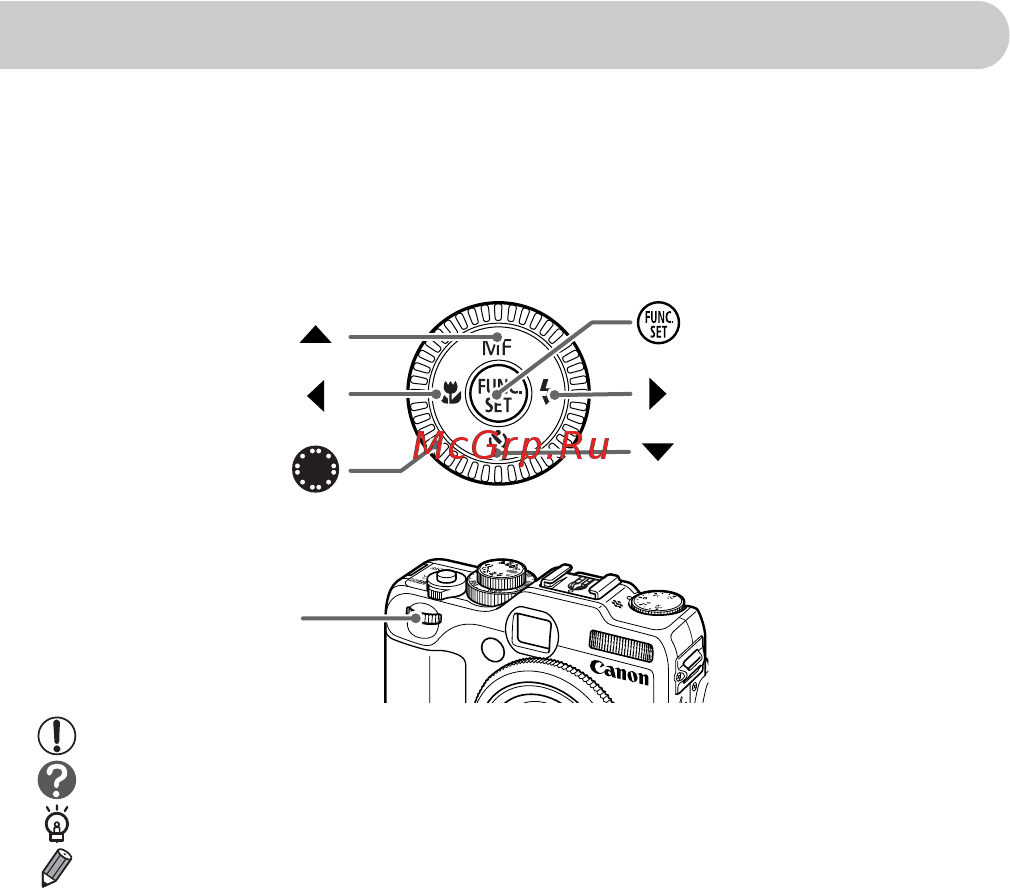 Canon PowerShot G12 [12/214] Условные обозначения
