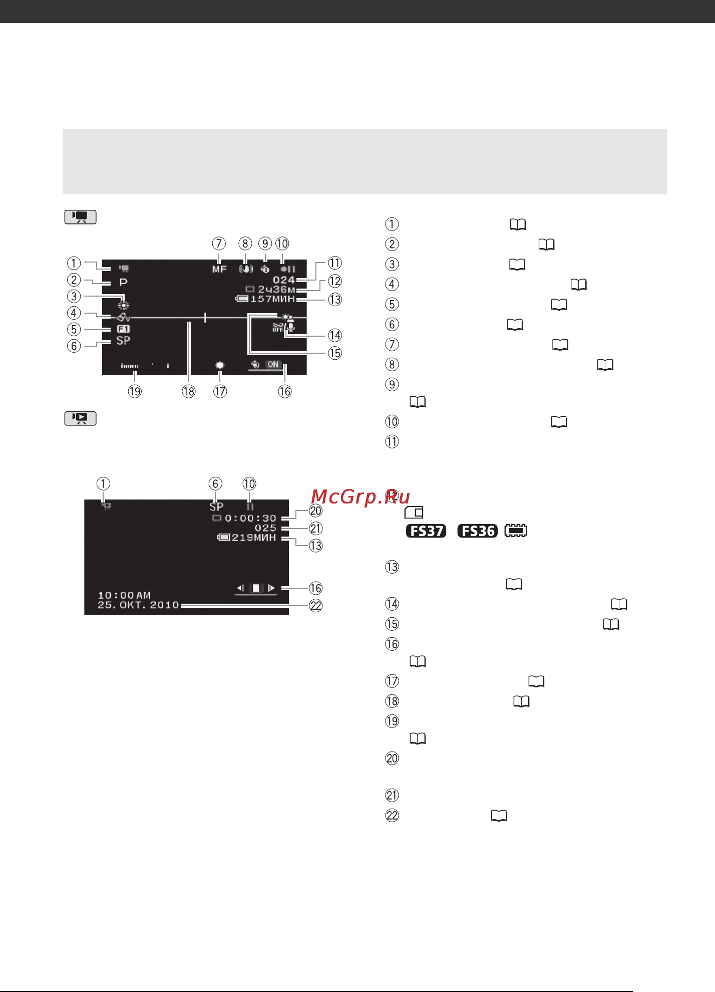 Canon Legria FS306 E Kit Red [15/130] Индикация на экране