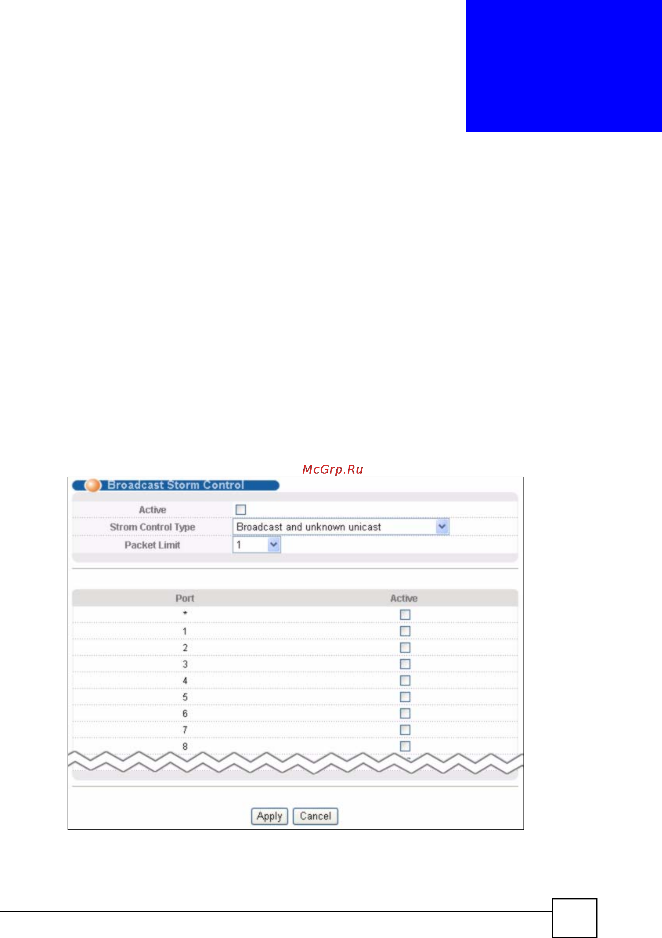 Zyxel GS-2024 EE [107/266] Broadcast storm control setup