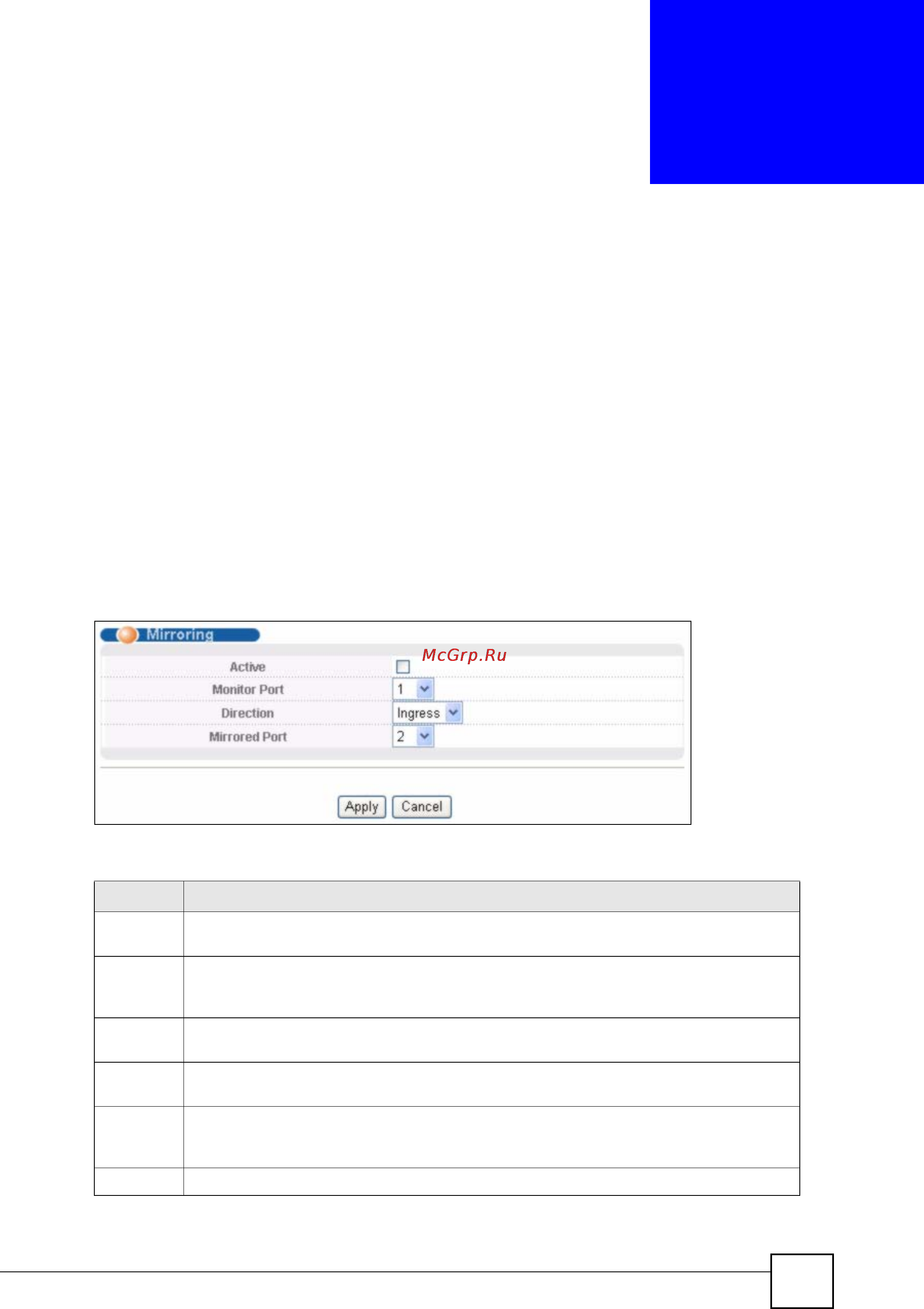 Zyxel GS-2024 EE [109/266] Port mirroring setup